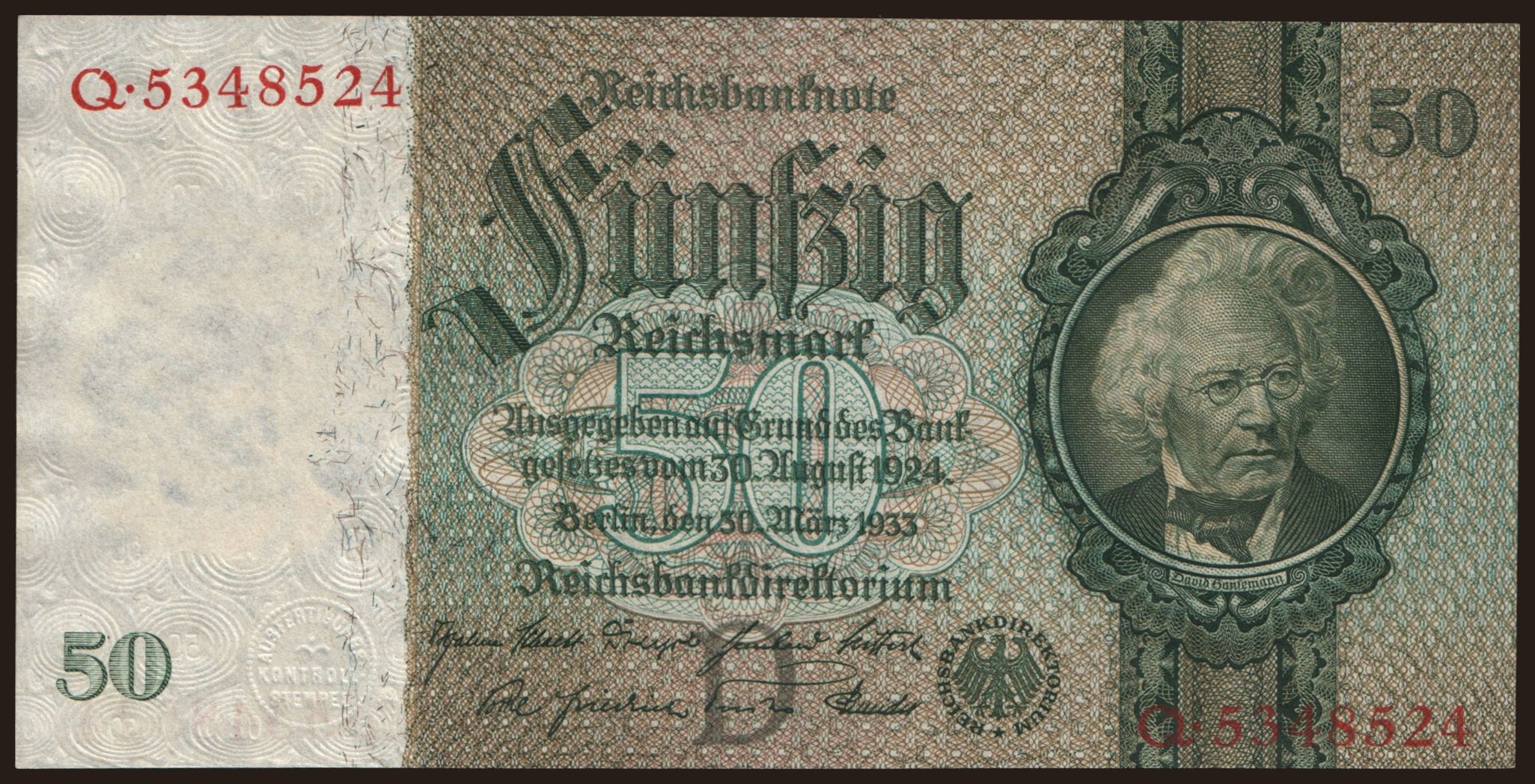 50 Reichsmark, 1933, D/Q