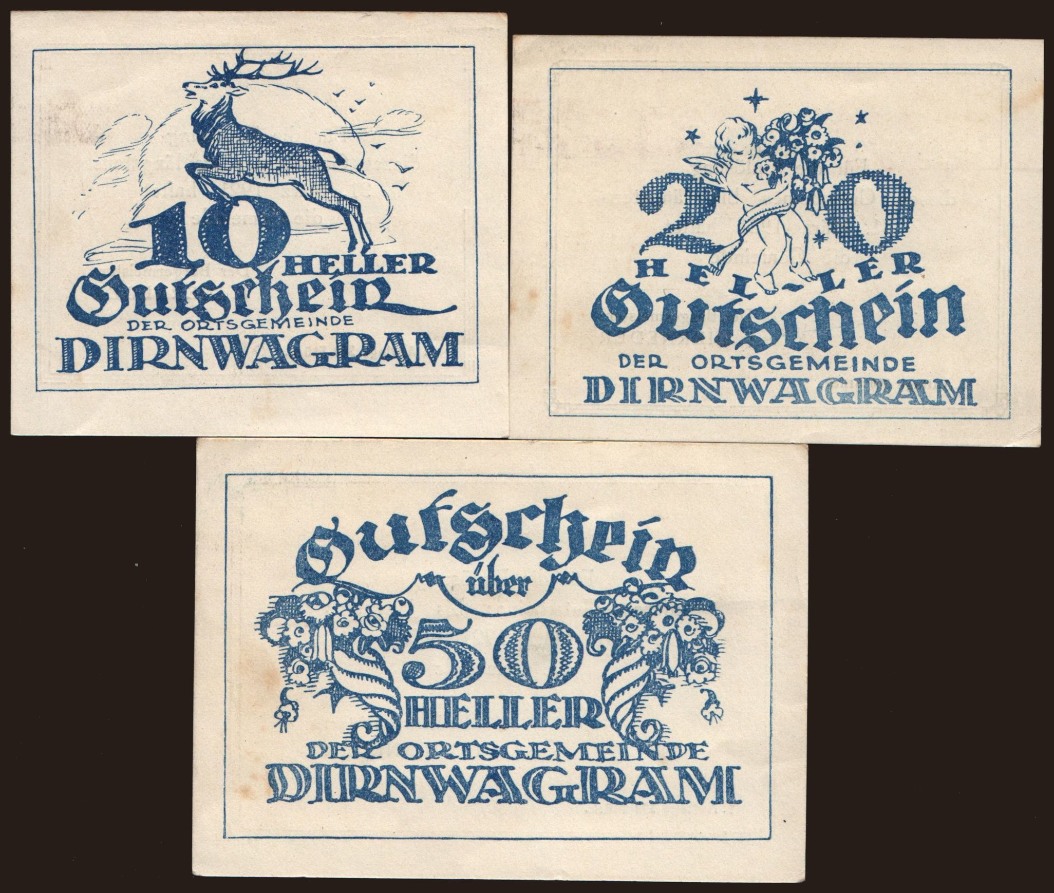 Dirnwagram, 10, 20, 50 Heller, 1921