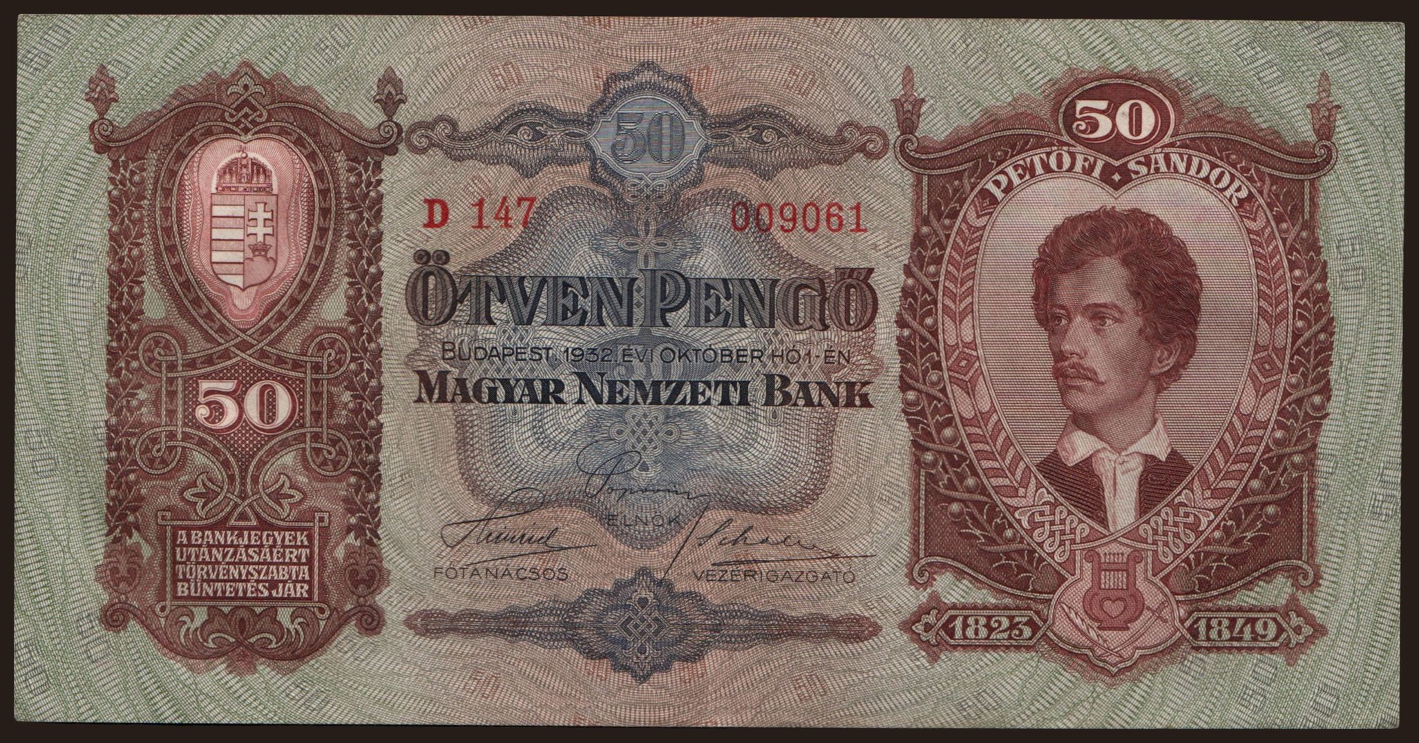 50 pengő, 1932