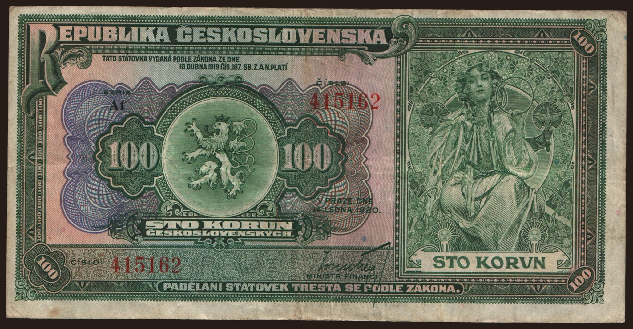 100 korun, 1920