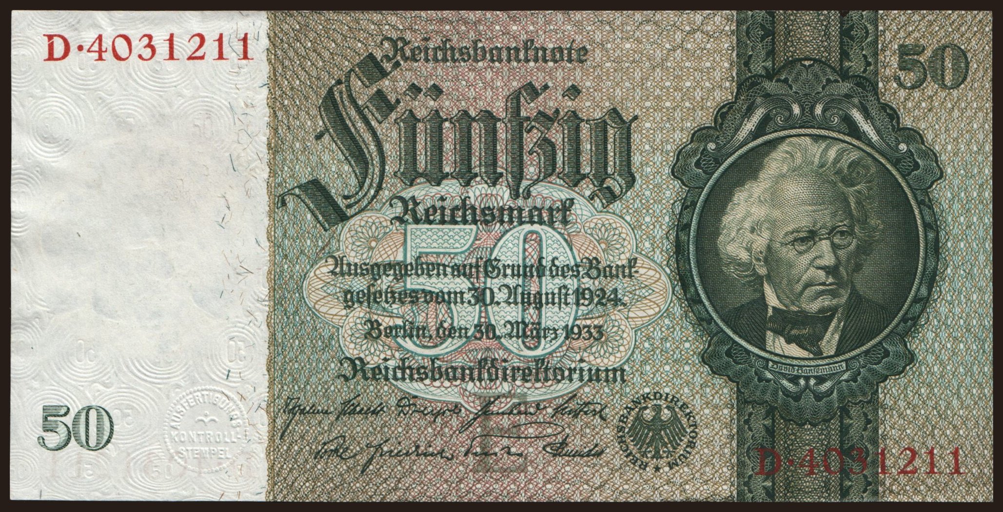 50 Reichsmark, 1933, E/D