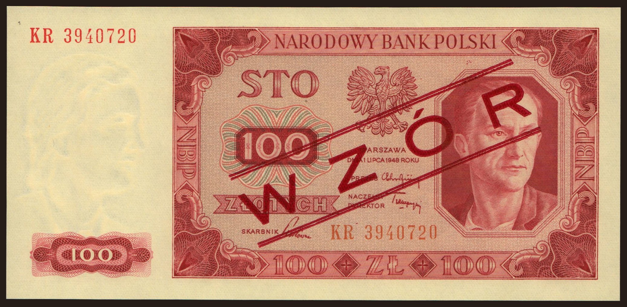 100 zlotych, 1948, WZOR