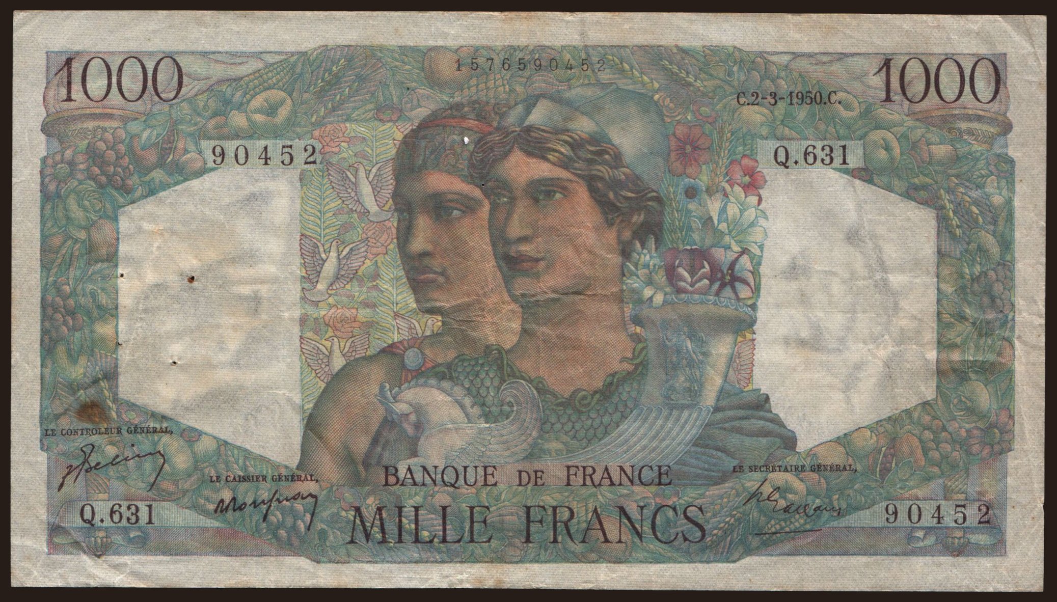 1000 francs, 1950