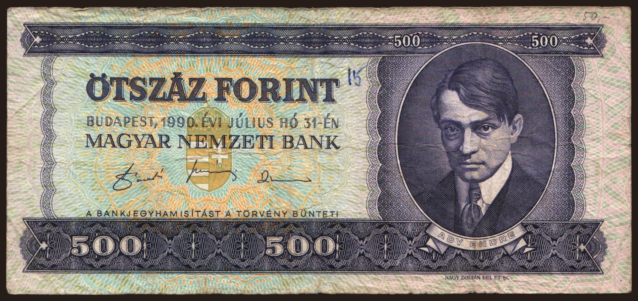 500 forint, 1990