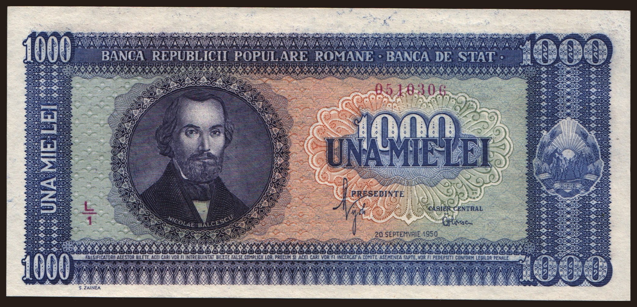 1000 lei, 1950