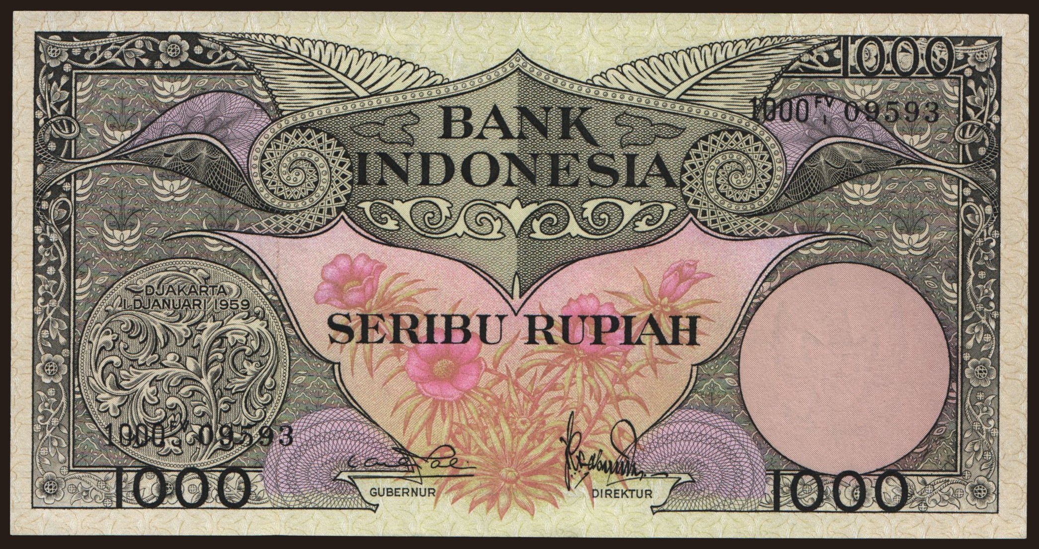 1000 rupiah, 1959
