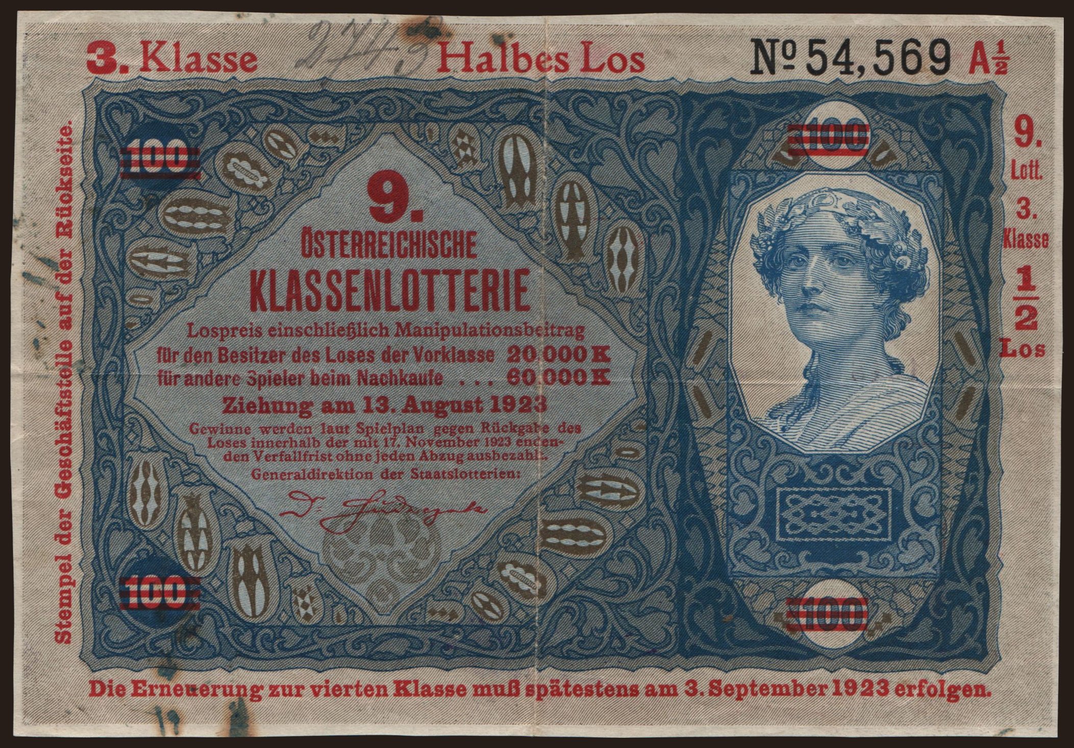 Donaustaat, 100 Kronen, 1923