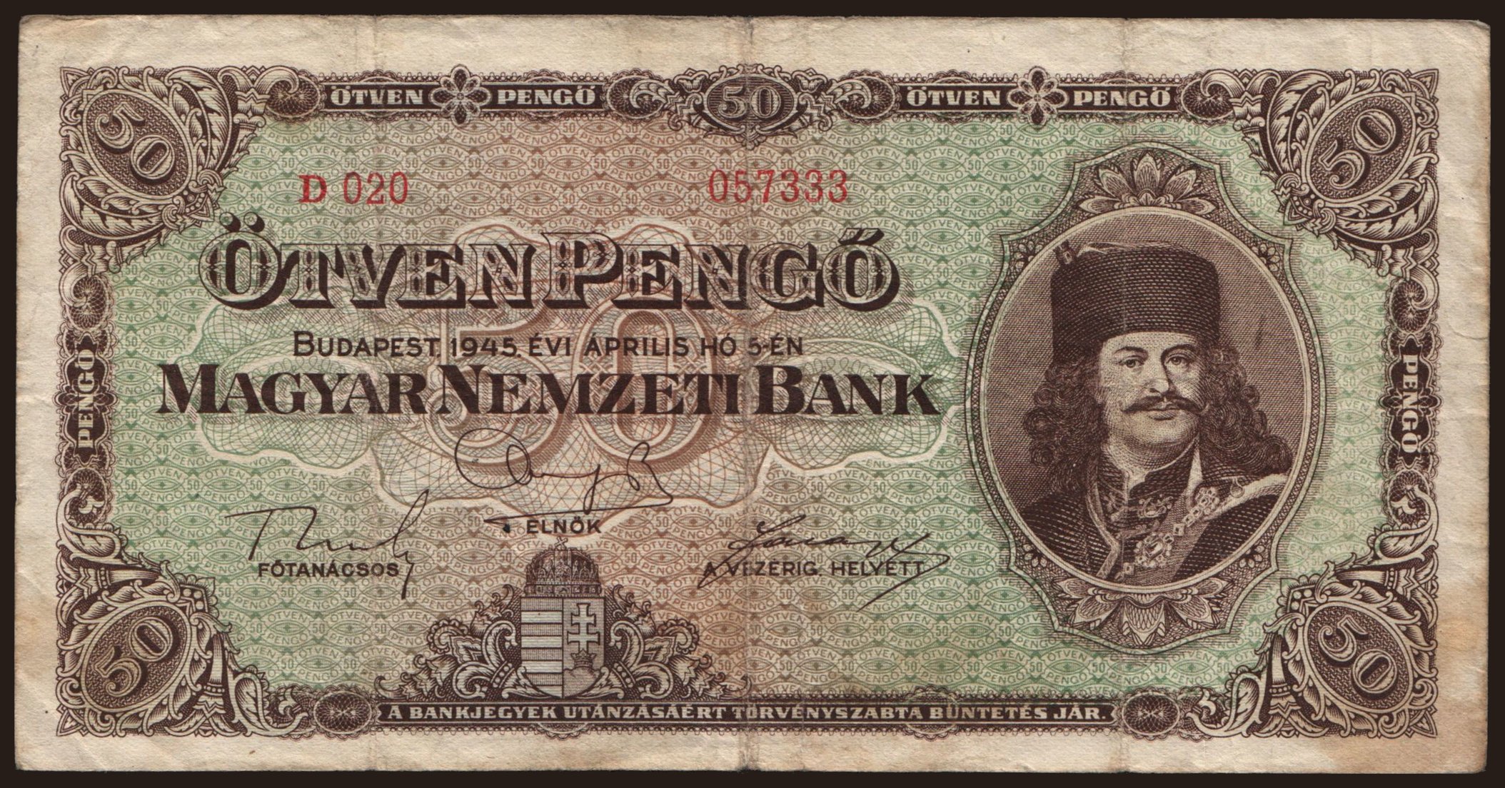 50 pengő, 1945