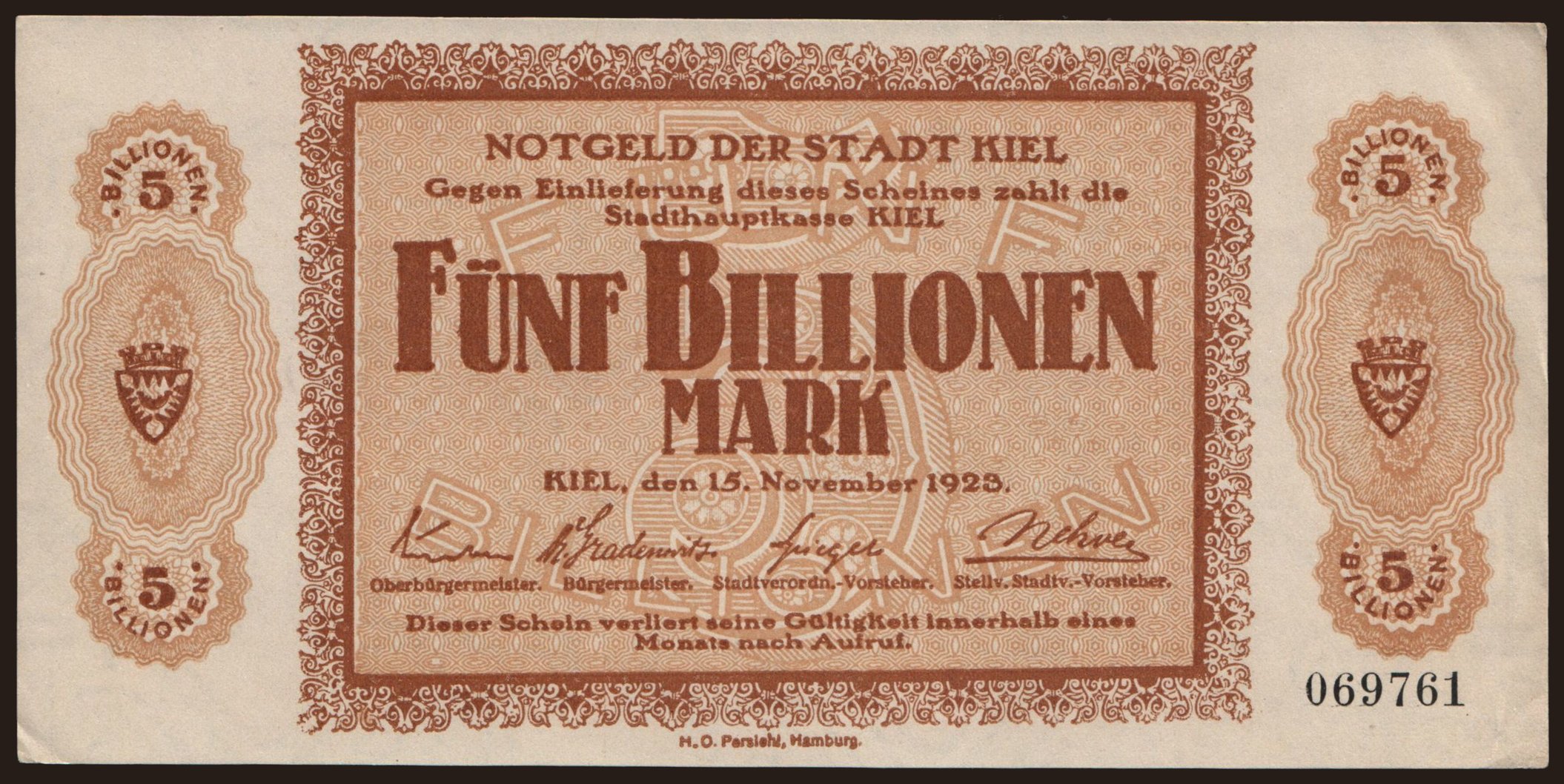 Kiel/ Stadt, 5.000.000.000.000 Mark, 1923