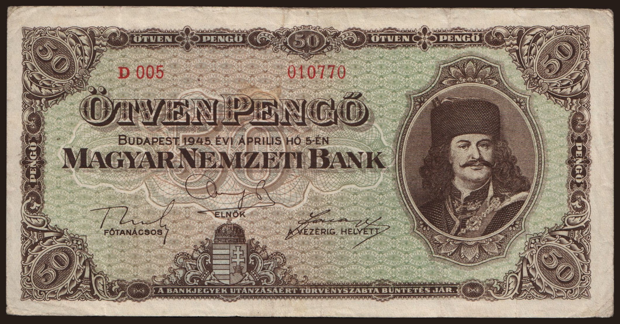 50 pengő, 1945