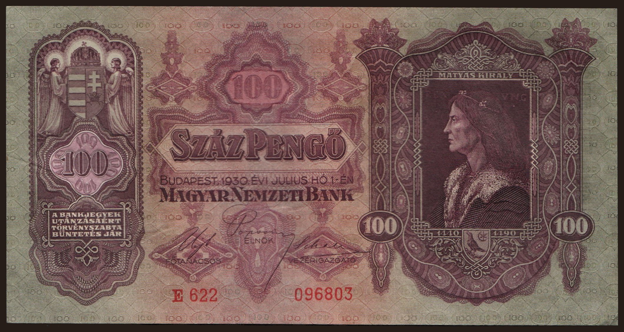 100 pengő, 1930