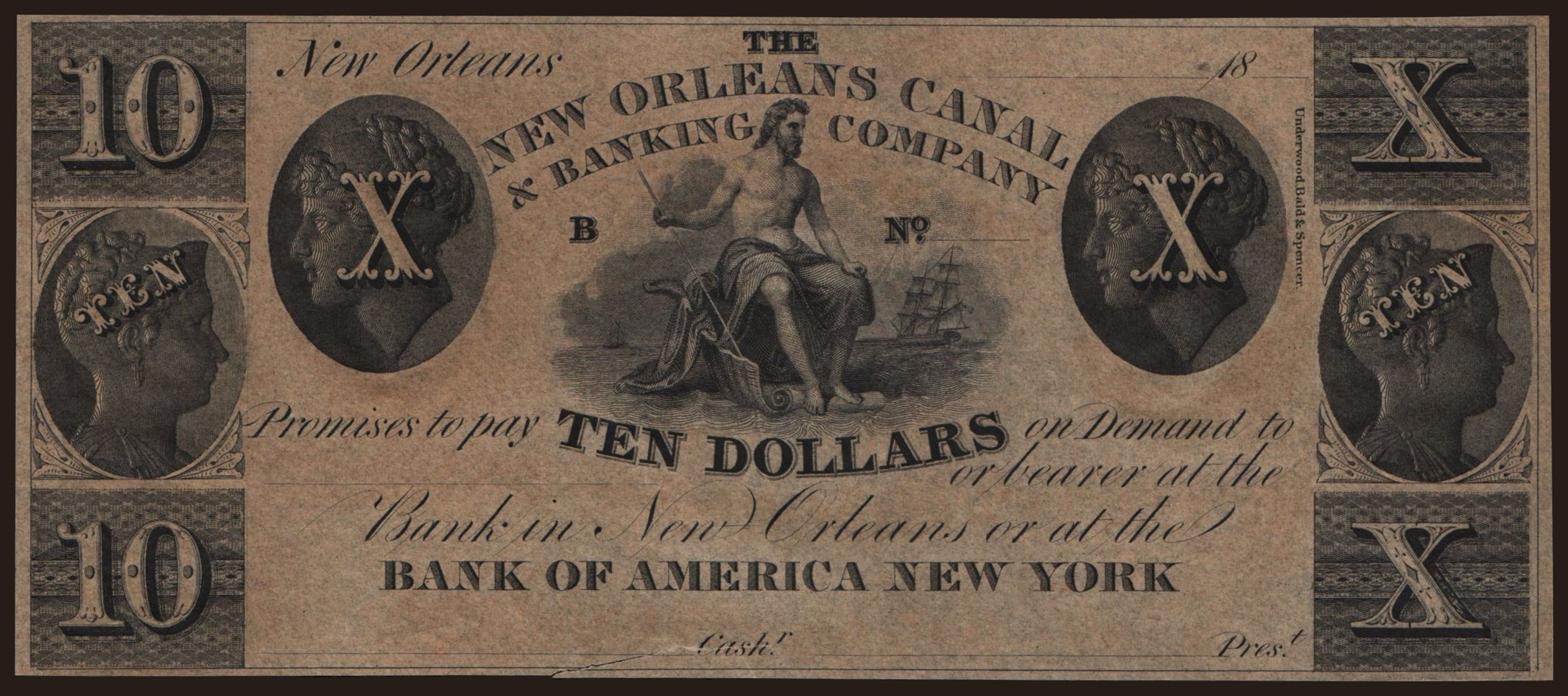 New Orleans/ Canal & Banking Co., 10 dollars, 18xx