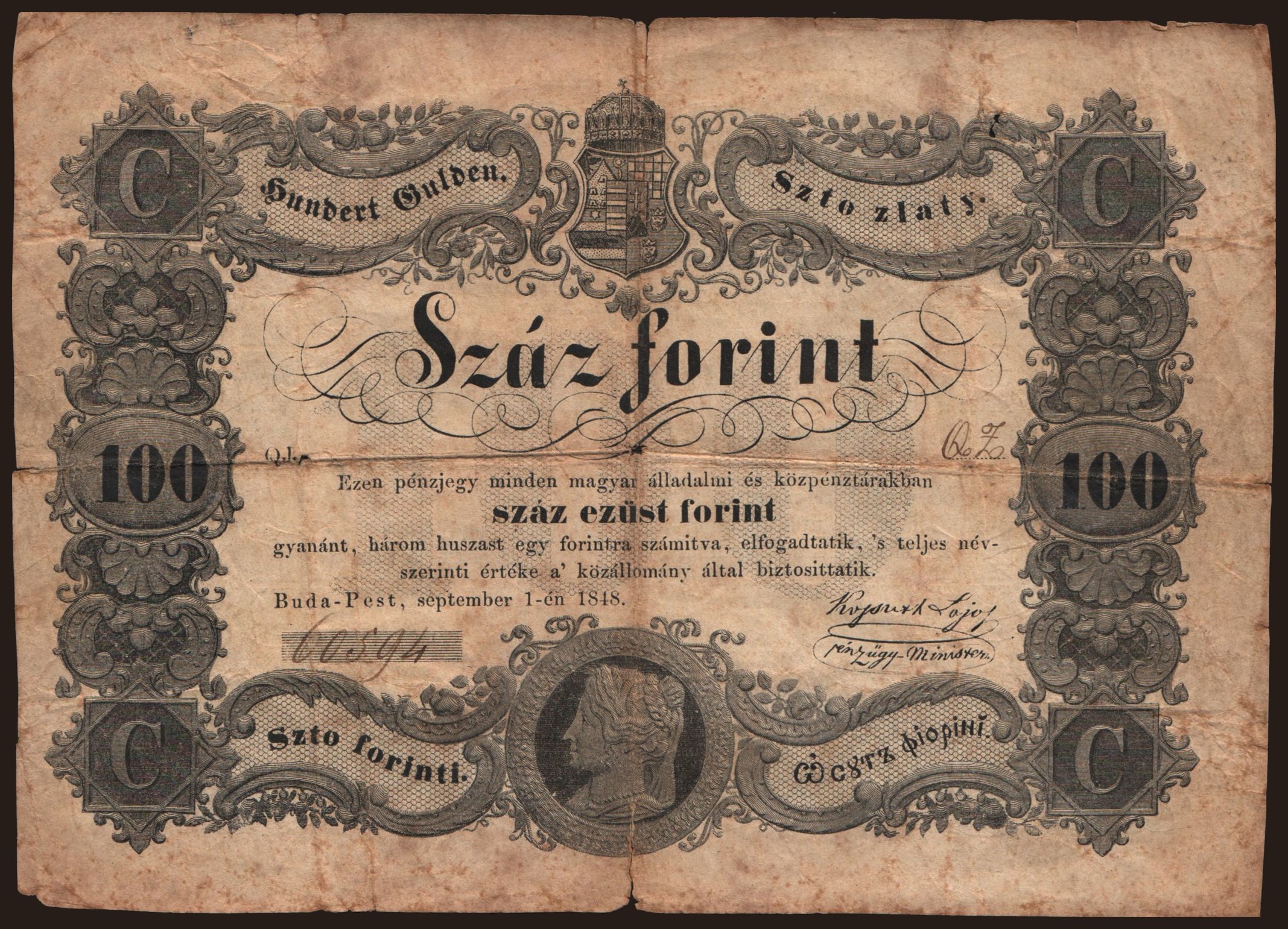 100 forint, 1848