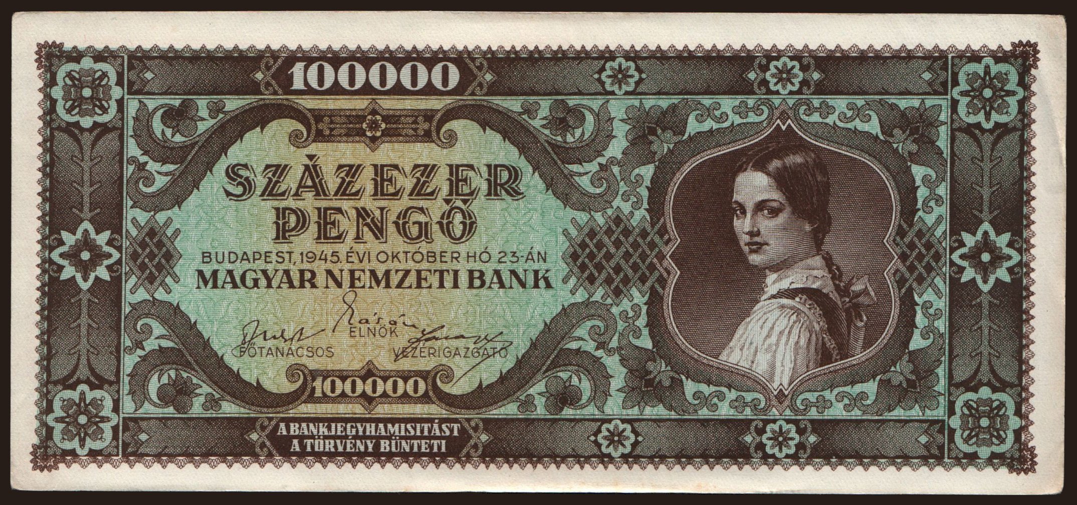 100.000 pengő, 1945