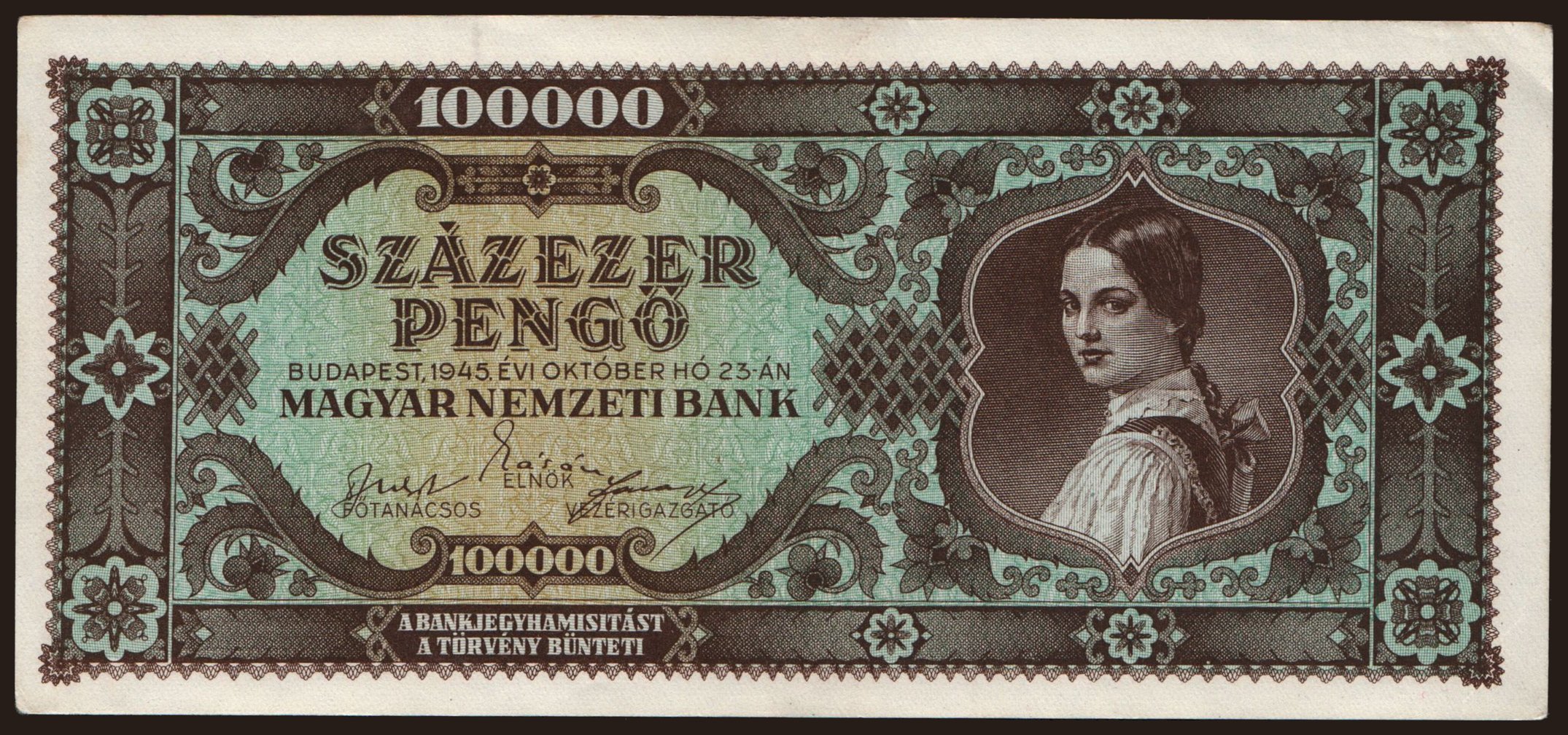 100.000 pengő, 1945