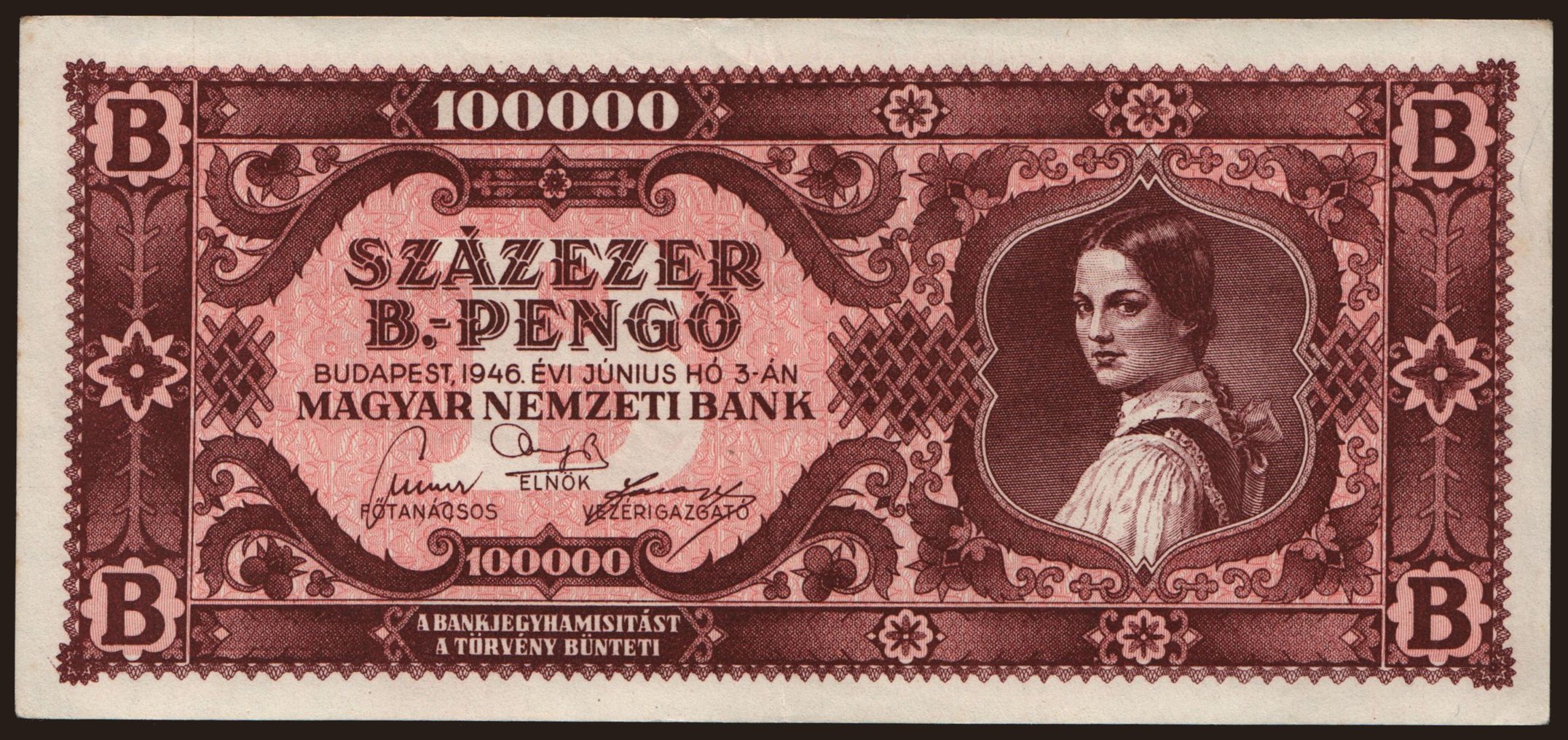 100.000 B-pengő, 1946
