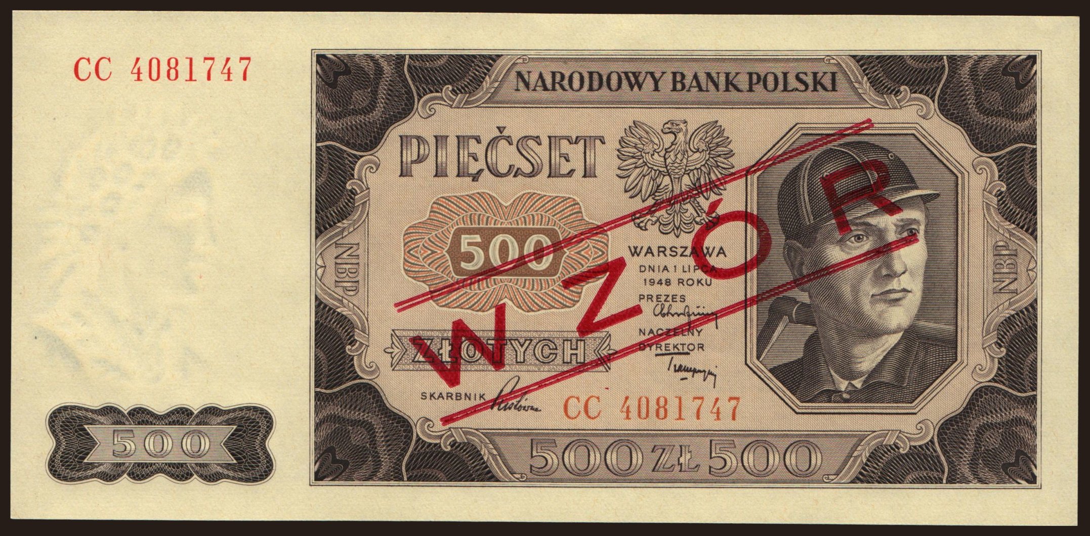 500 zlotych, 1948, WZOR