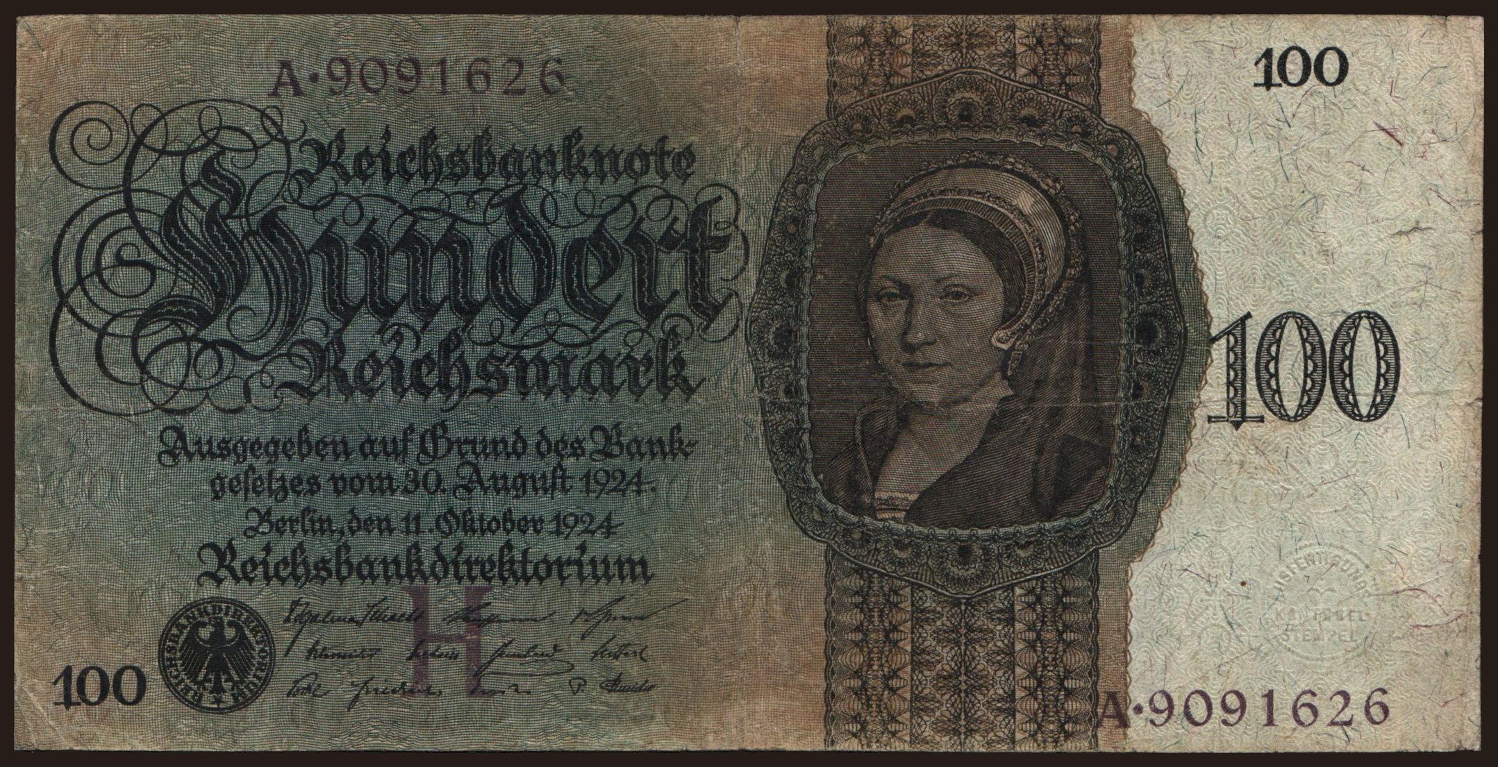 100 Reichsmark, 1924, H/A