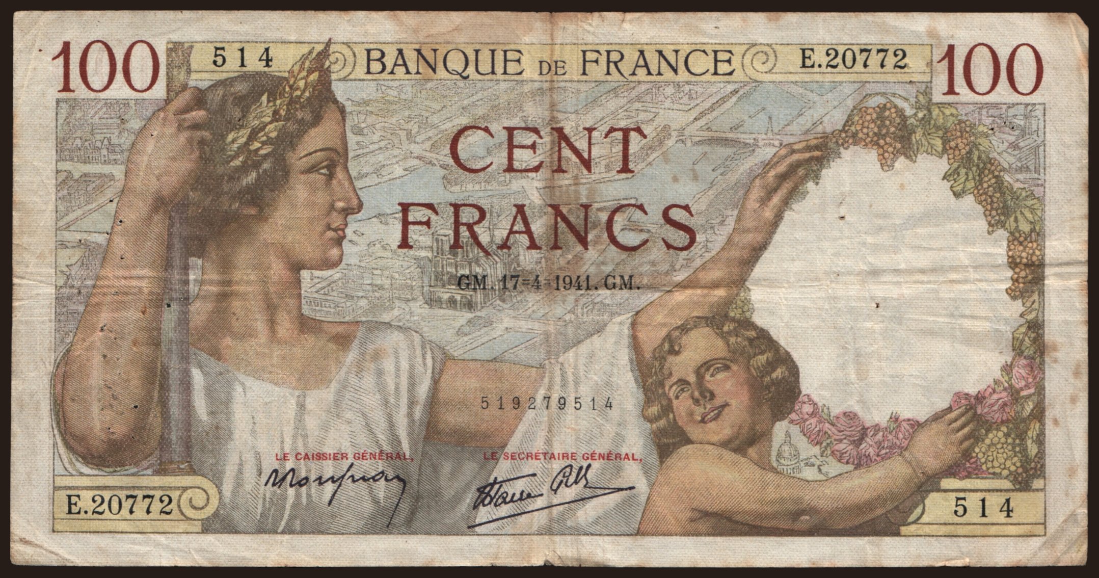 100 francs, 1941