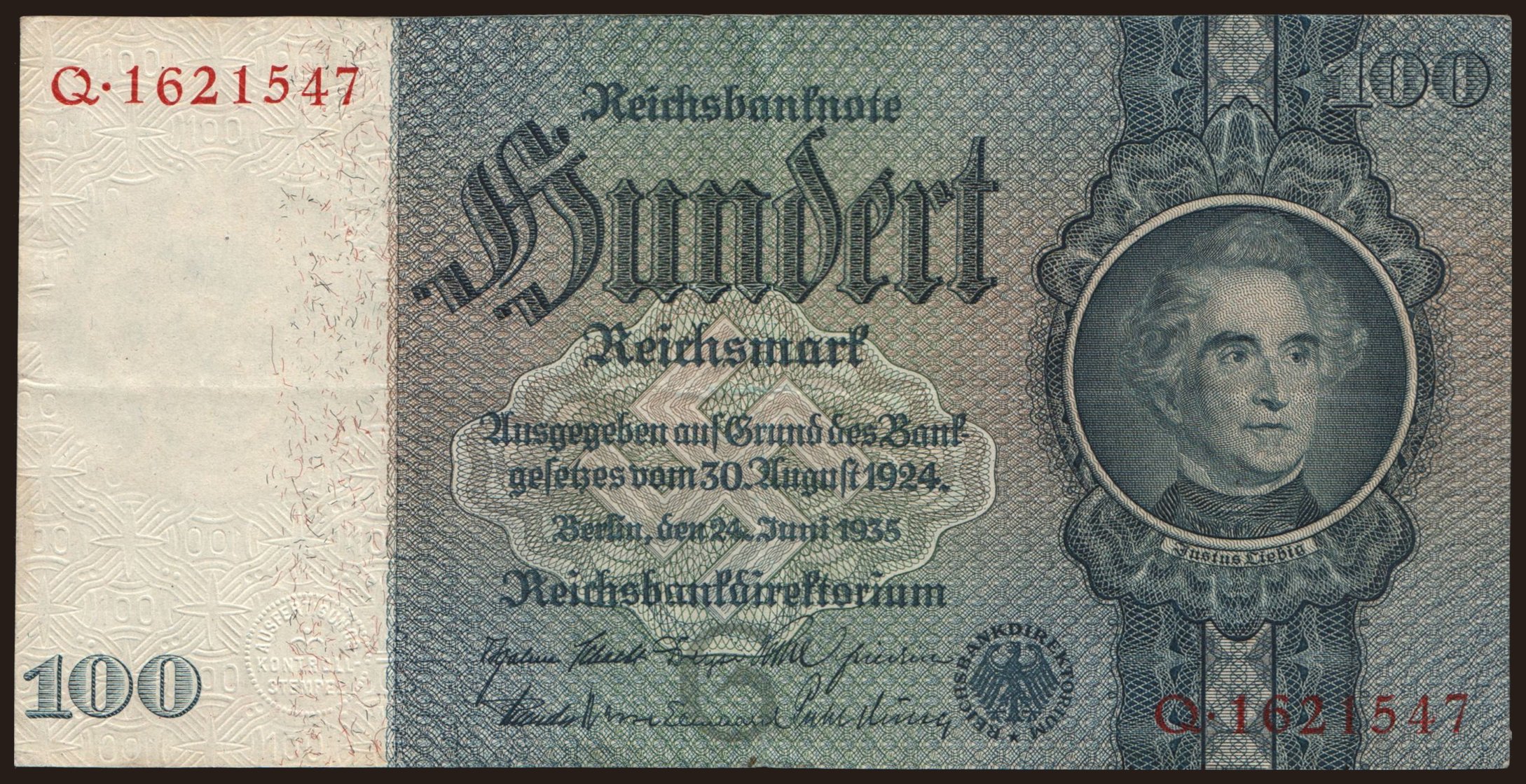 100 Reichsmark, 1935, G/Q