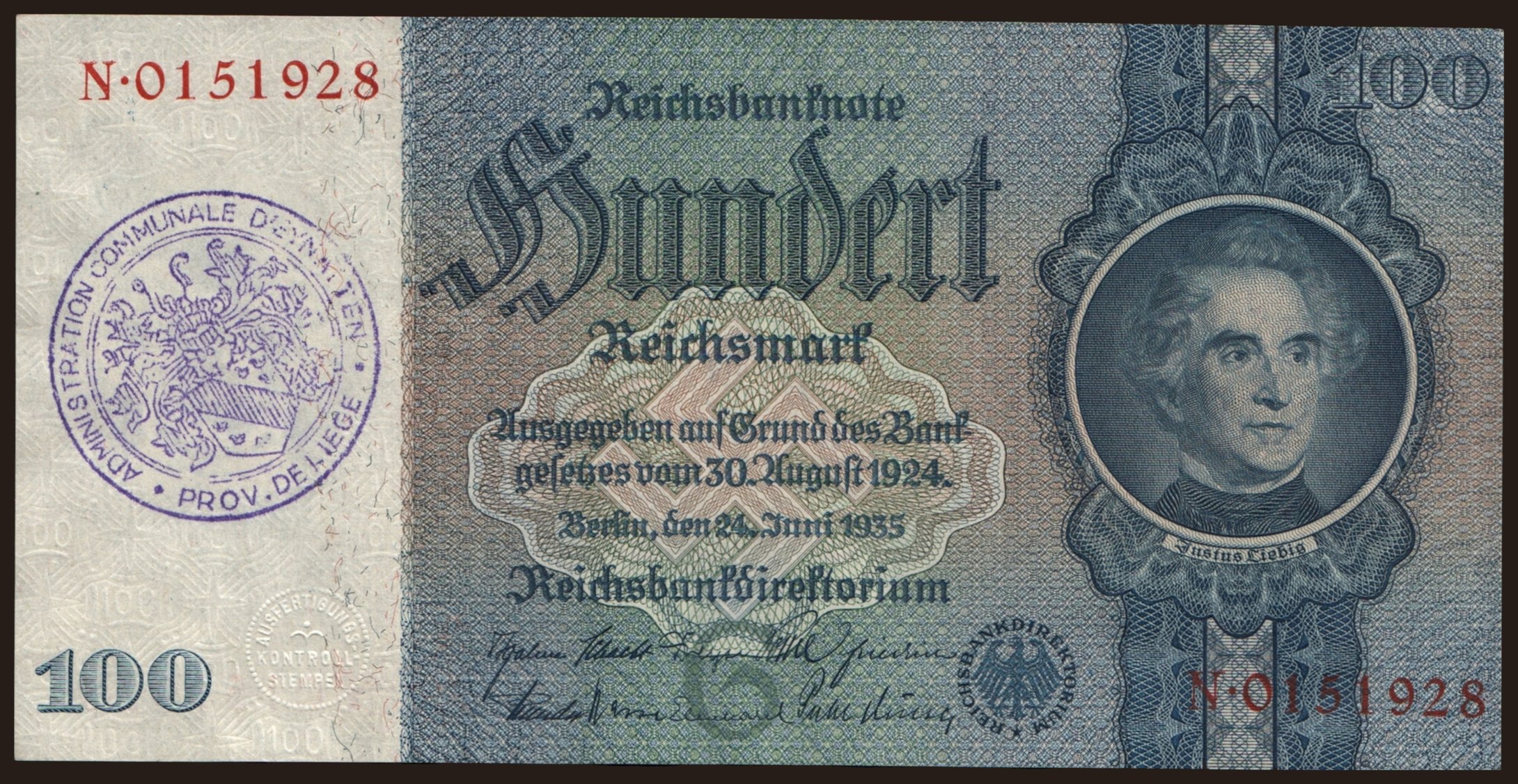 100 Reichsmark, 1935(44), Eynatten