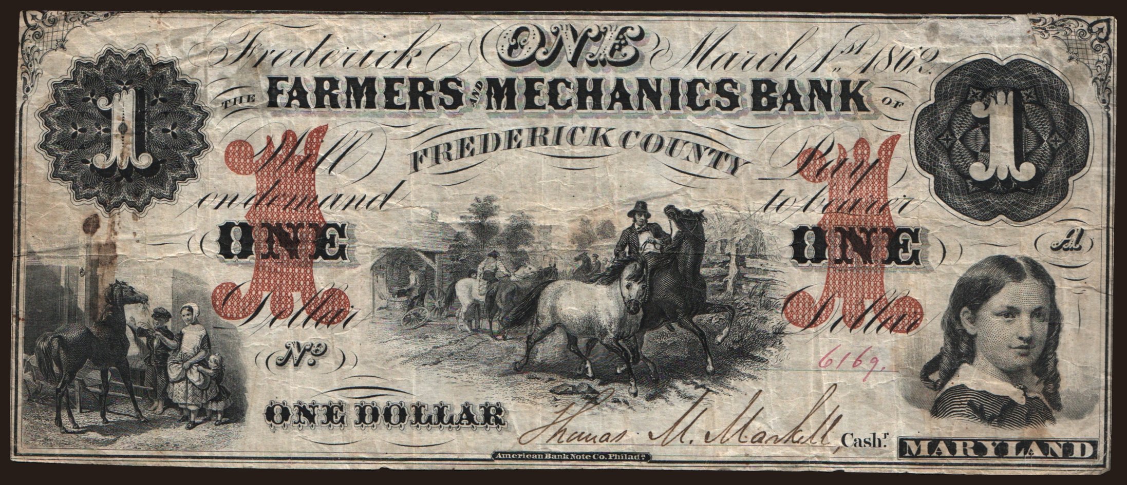 Frederick County/ Farmers and Mechanics Bank, 1 dollar, 1862