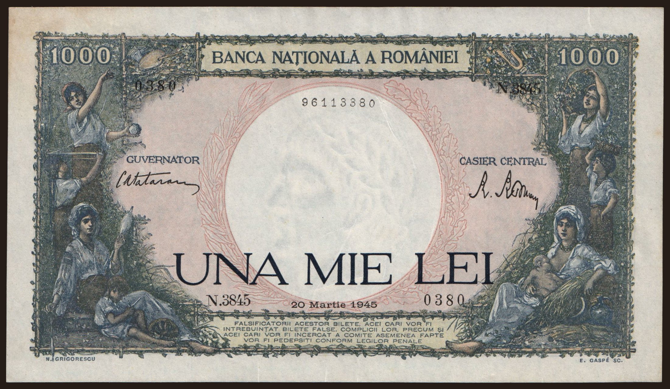 1000 lei, 1945