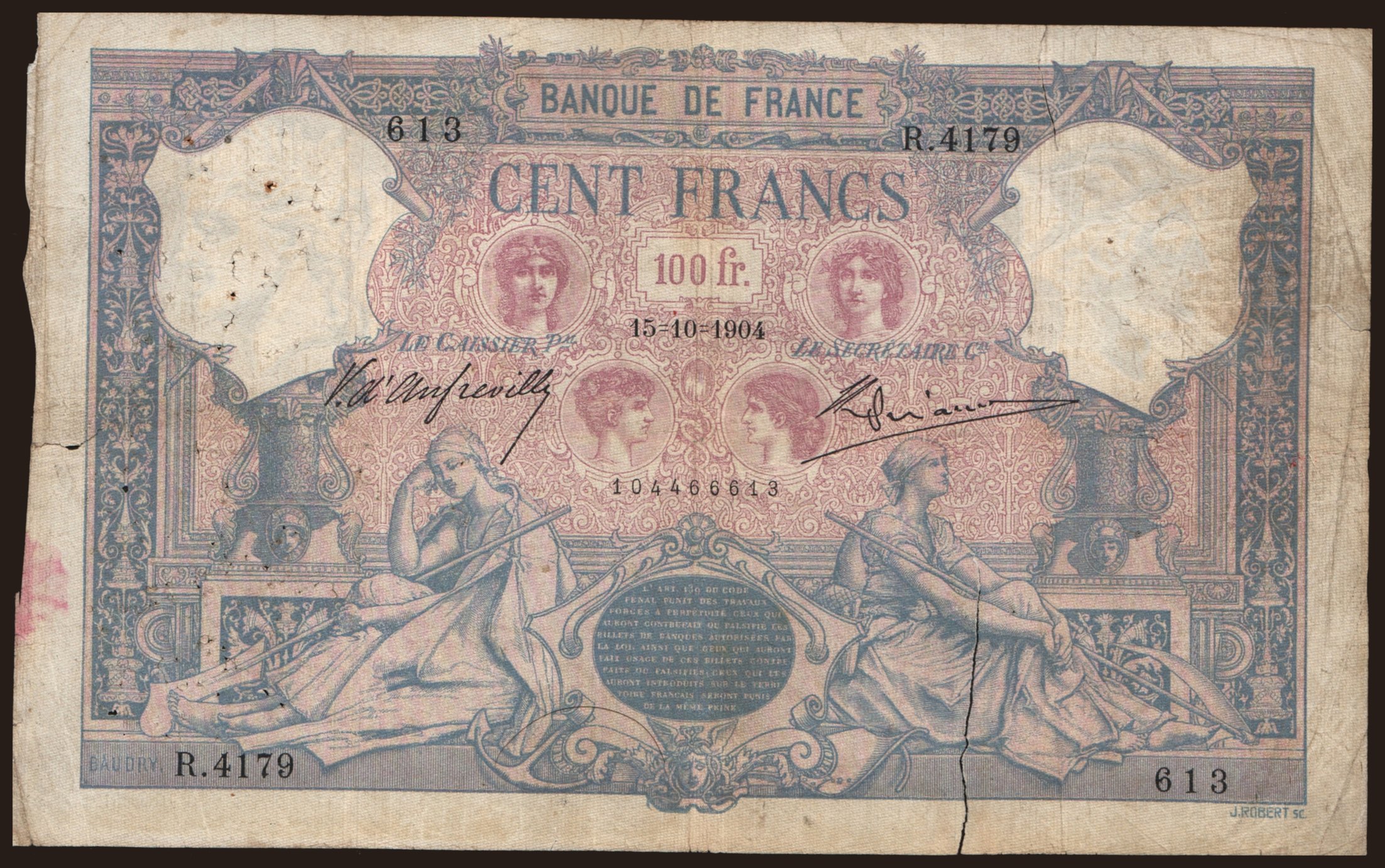 100 francs, 1904