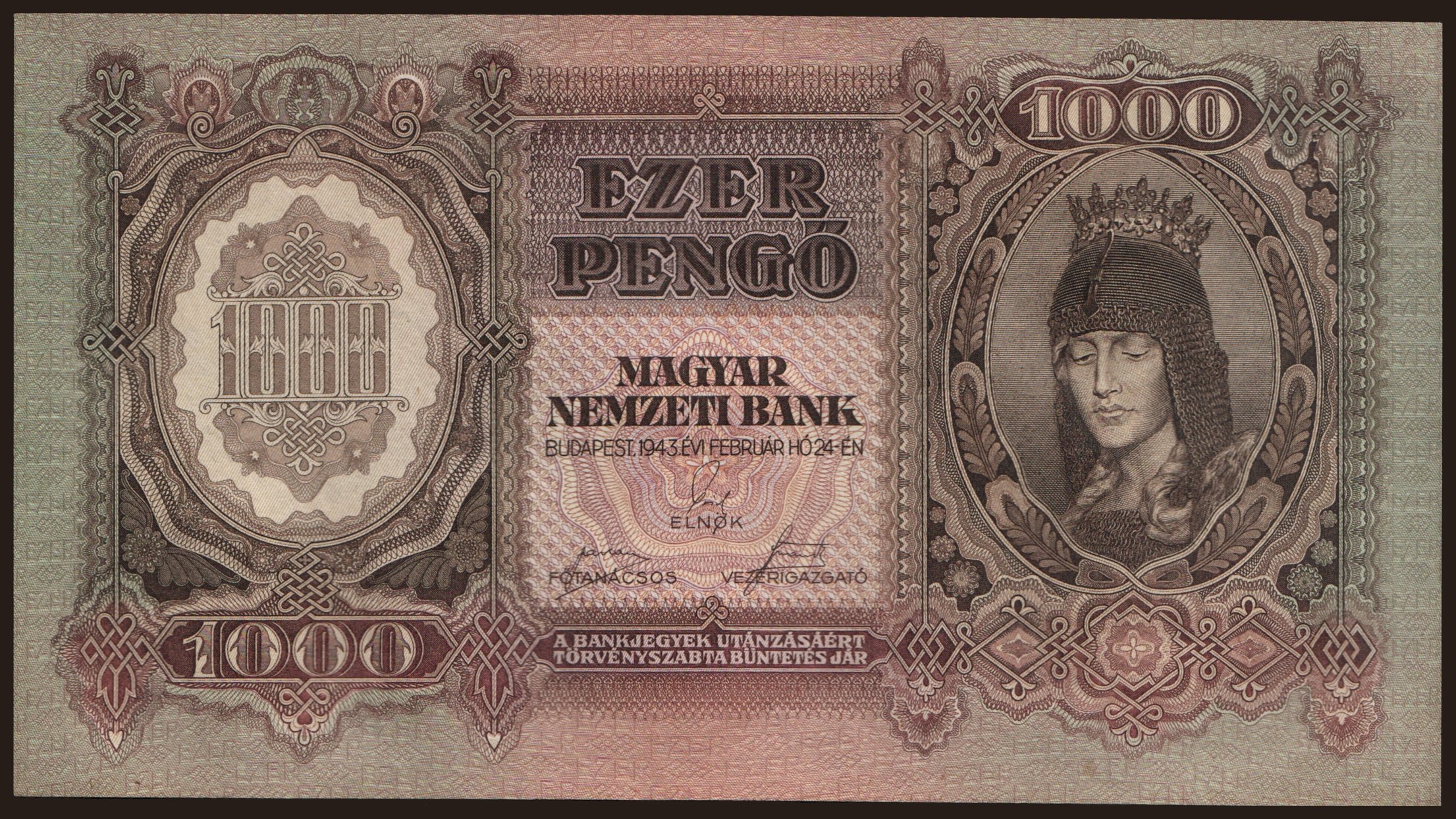 1000 pengő, 1943