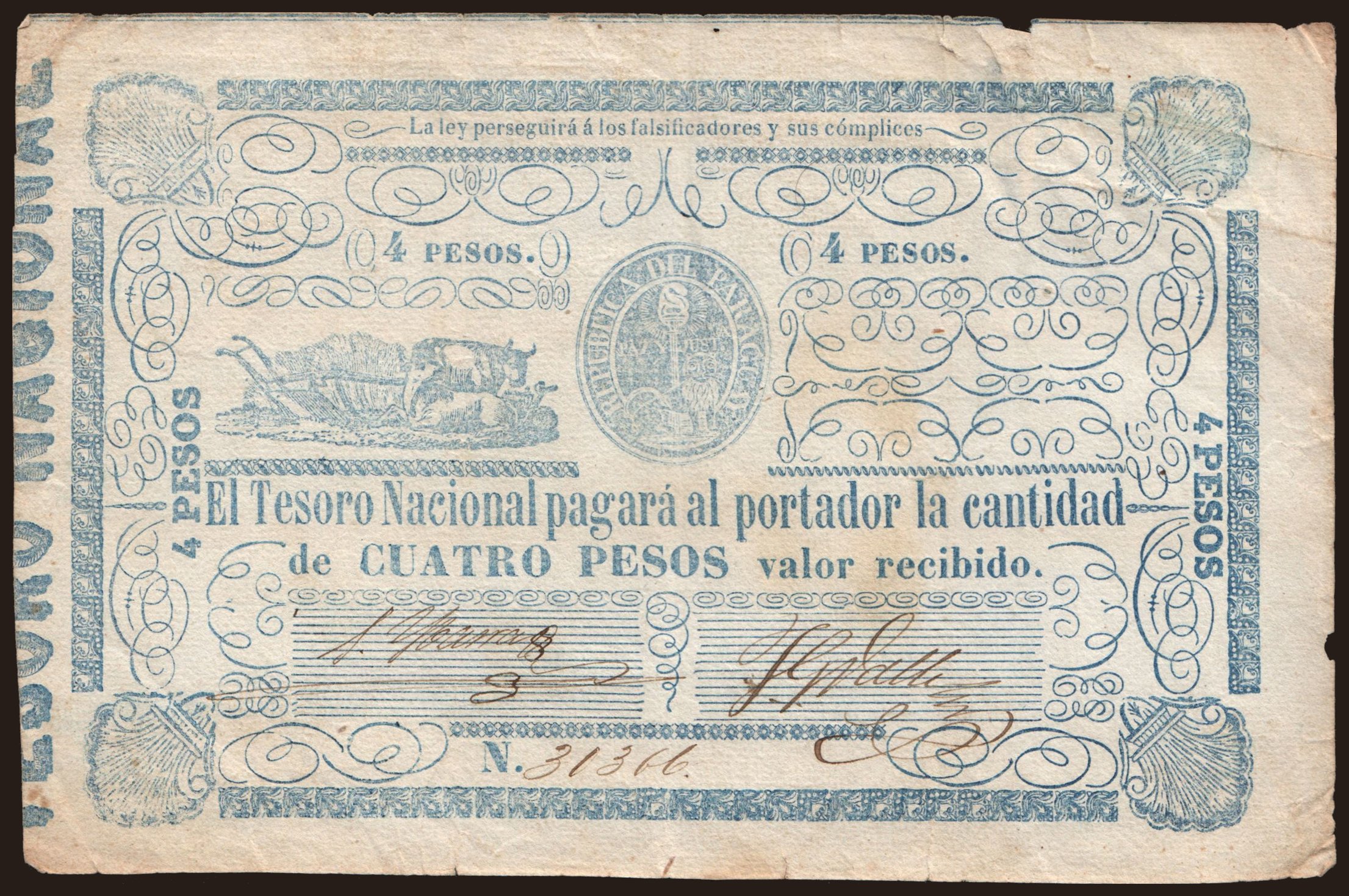 4 pesos, 1865