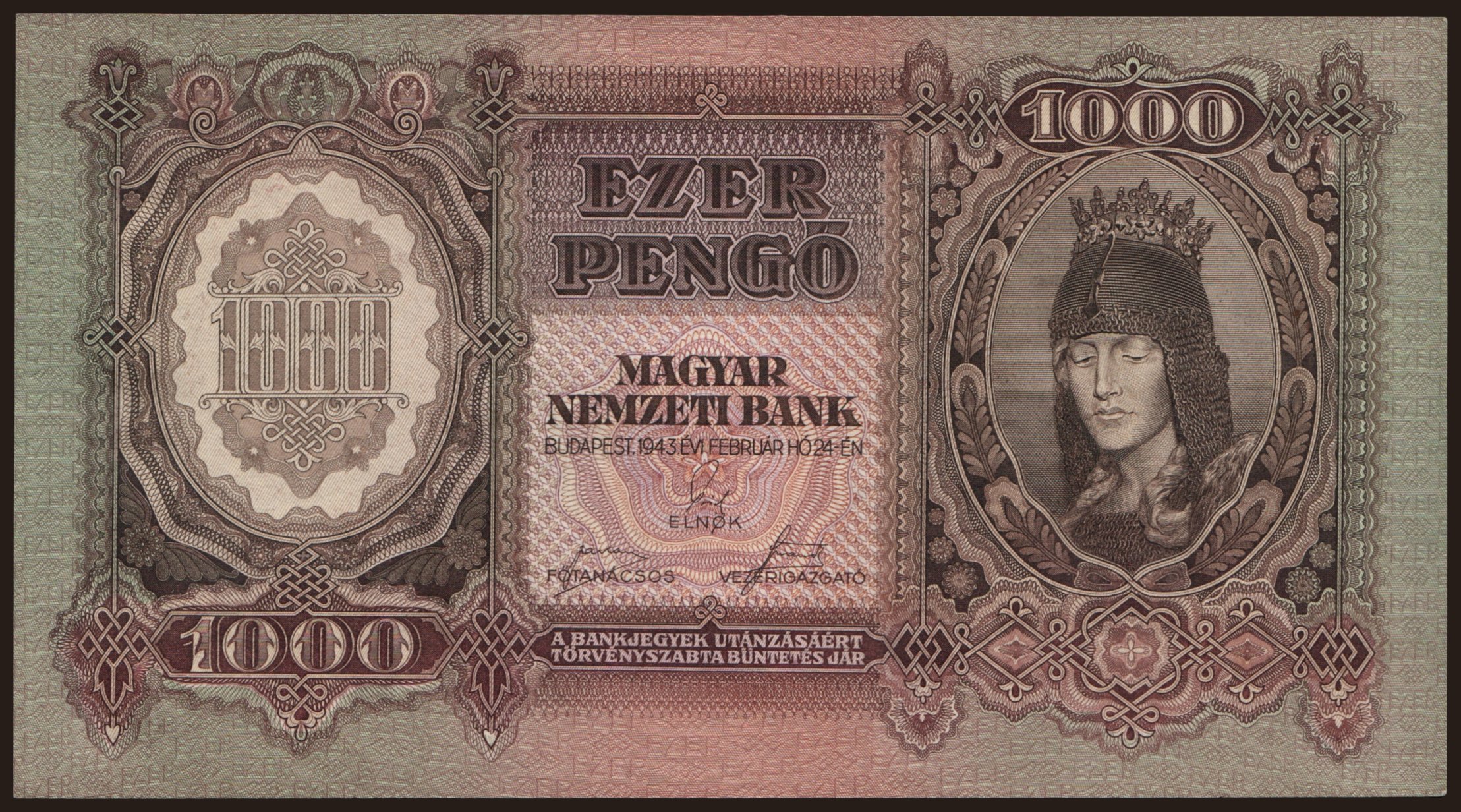 1000 pengő, 1943