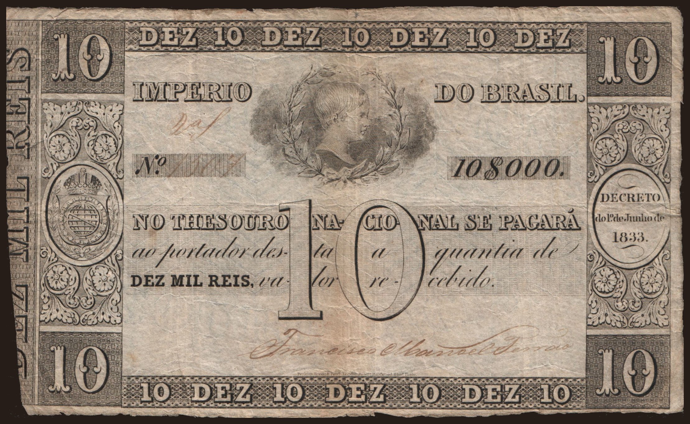 10 mil reis, 1833