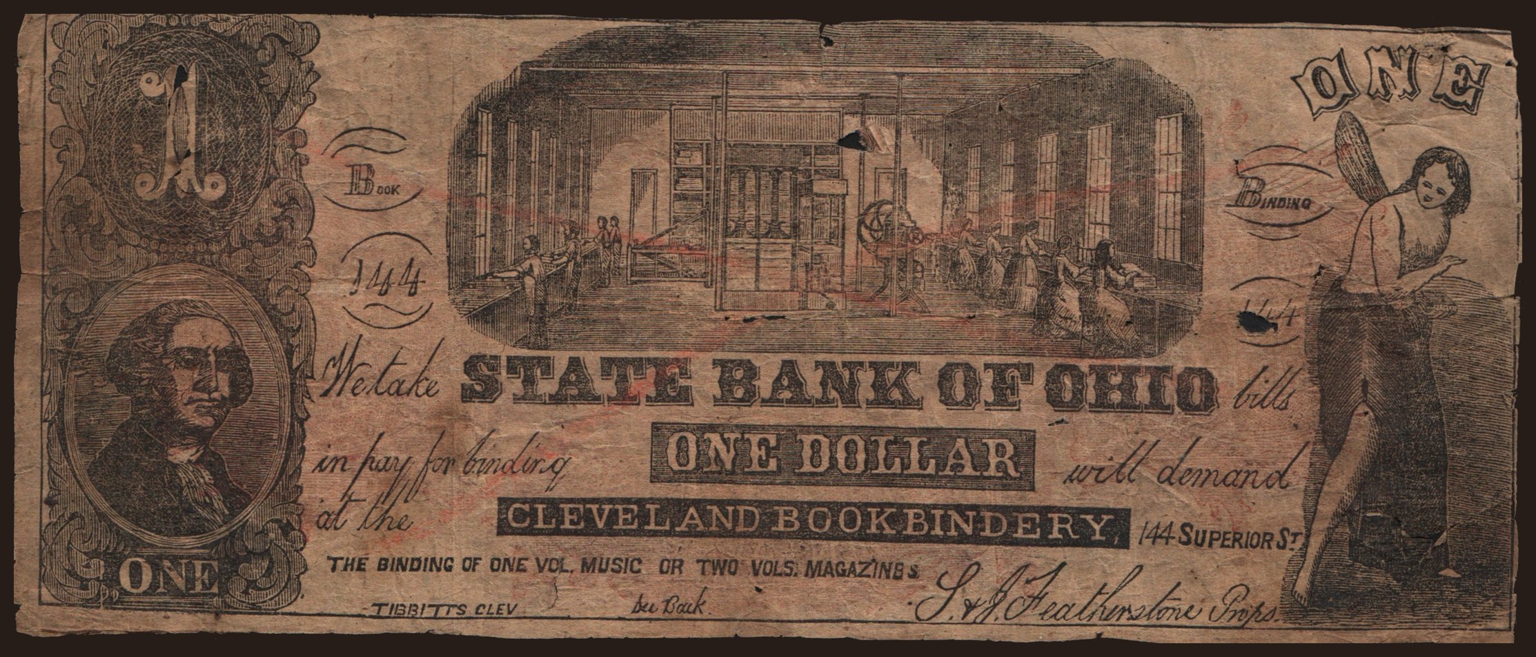 Cleveland Book Bindery, 1 dollar, 1861