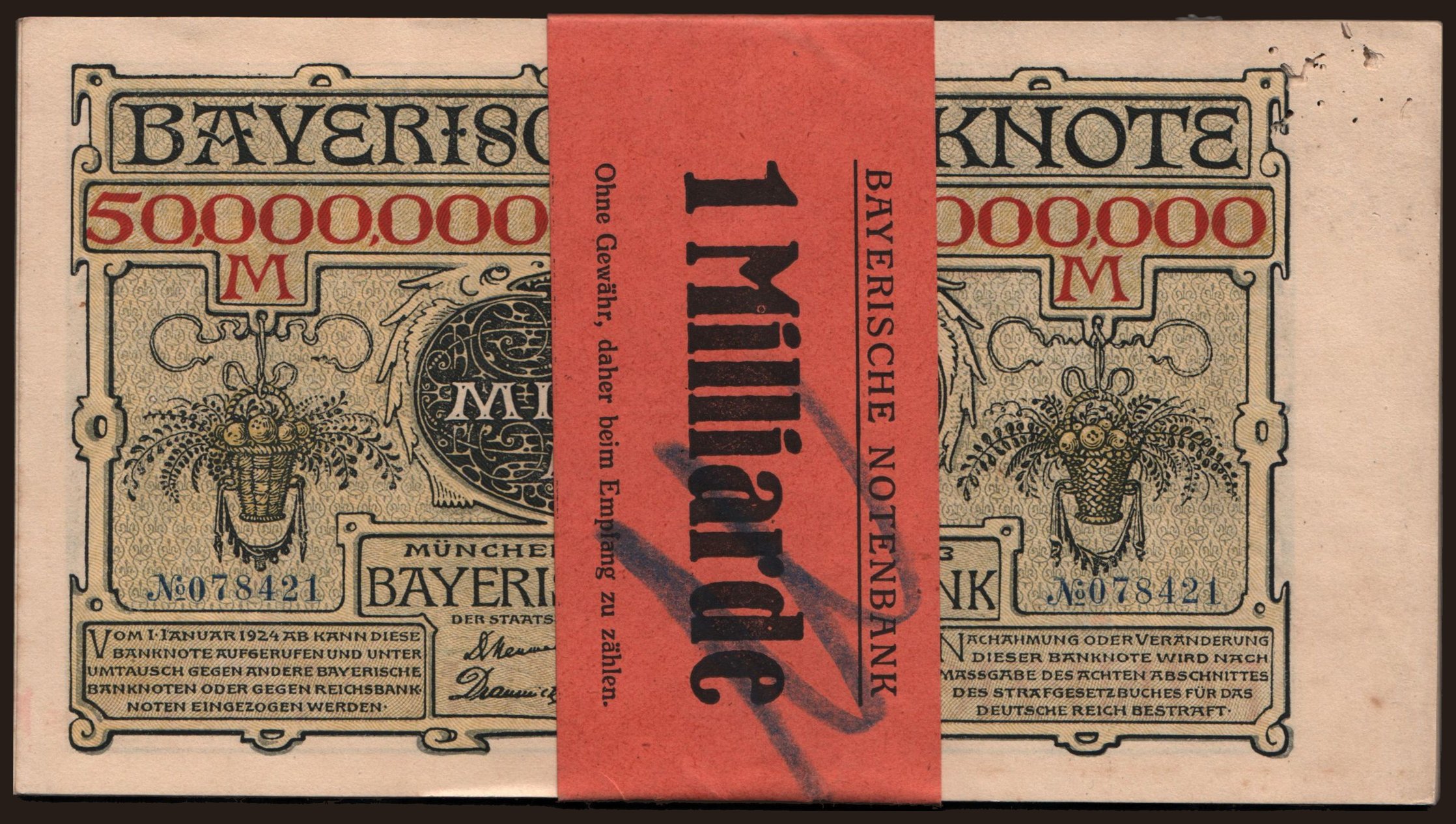 Bayerische Notenbank, 50.000.000 Mark, 1923, 20x
