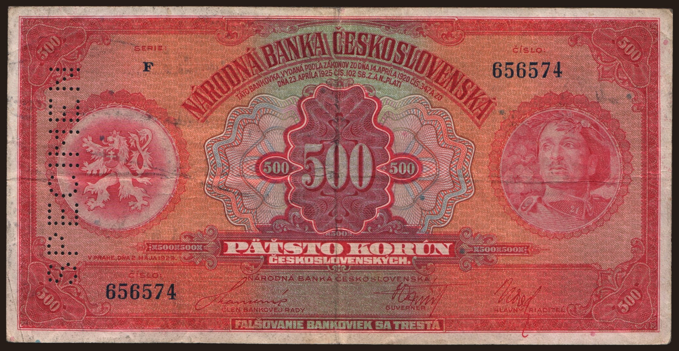 500 korun, 1929