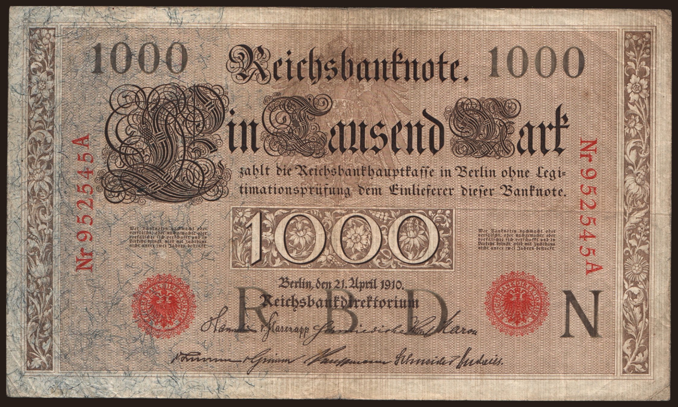 1000 Mark, 1910