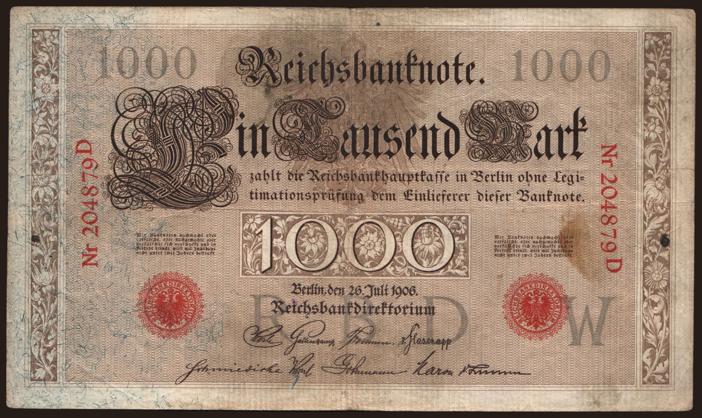 1000 Mark, 1906
