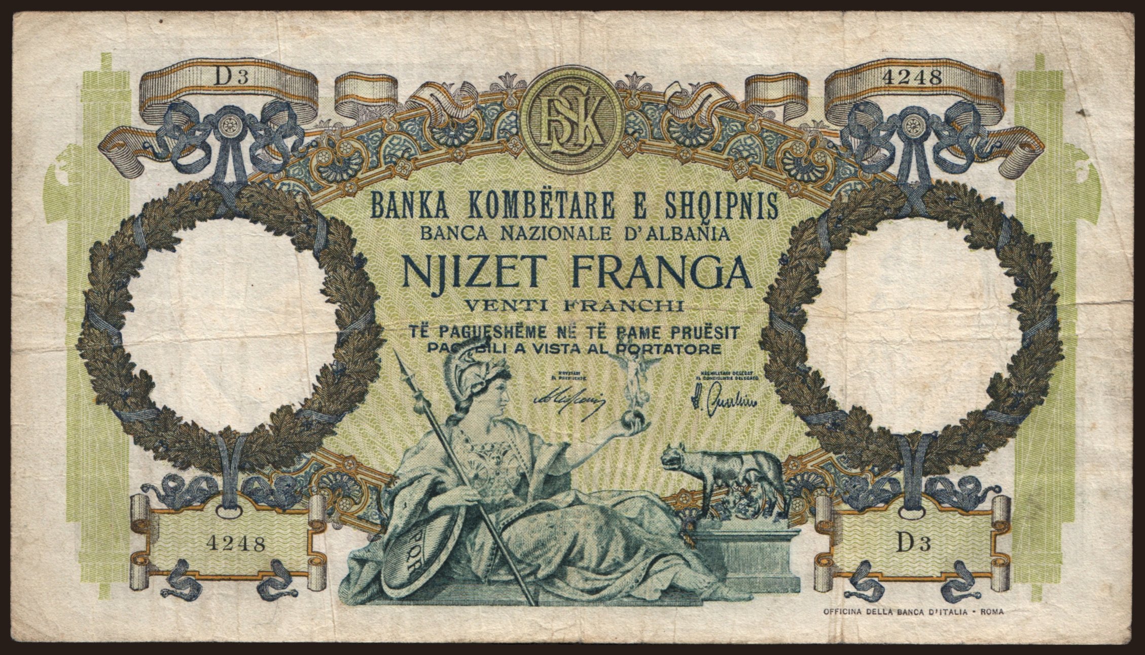 20 franga, 1939