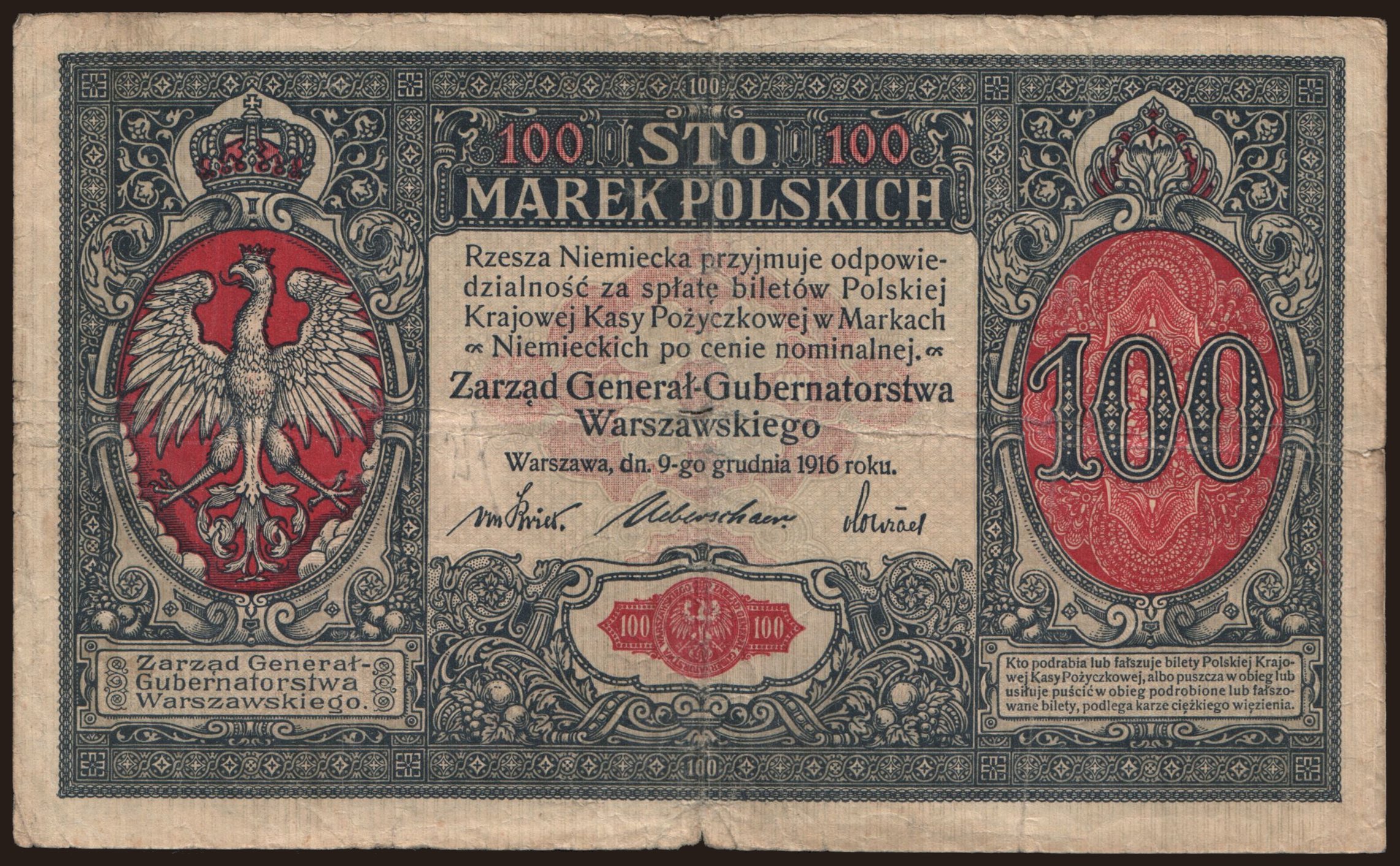 100 marek, 1916