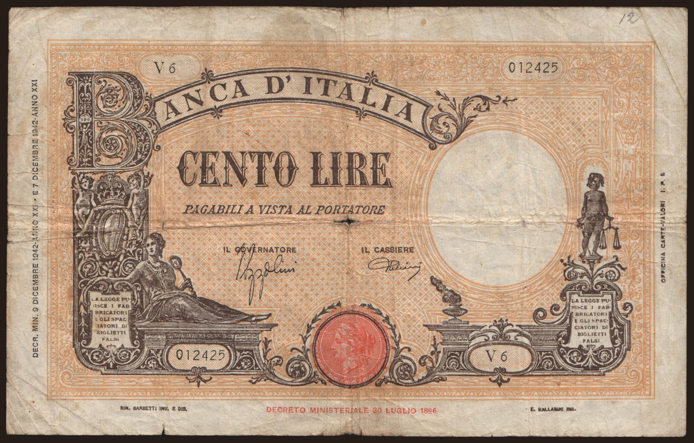100 lire, 1942