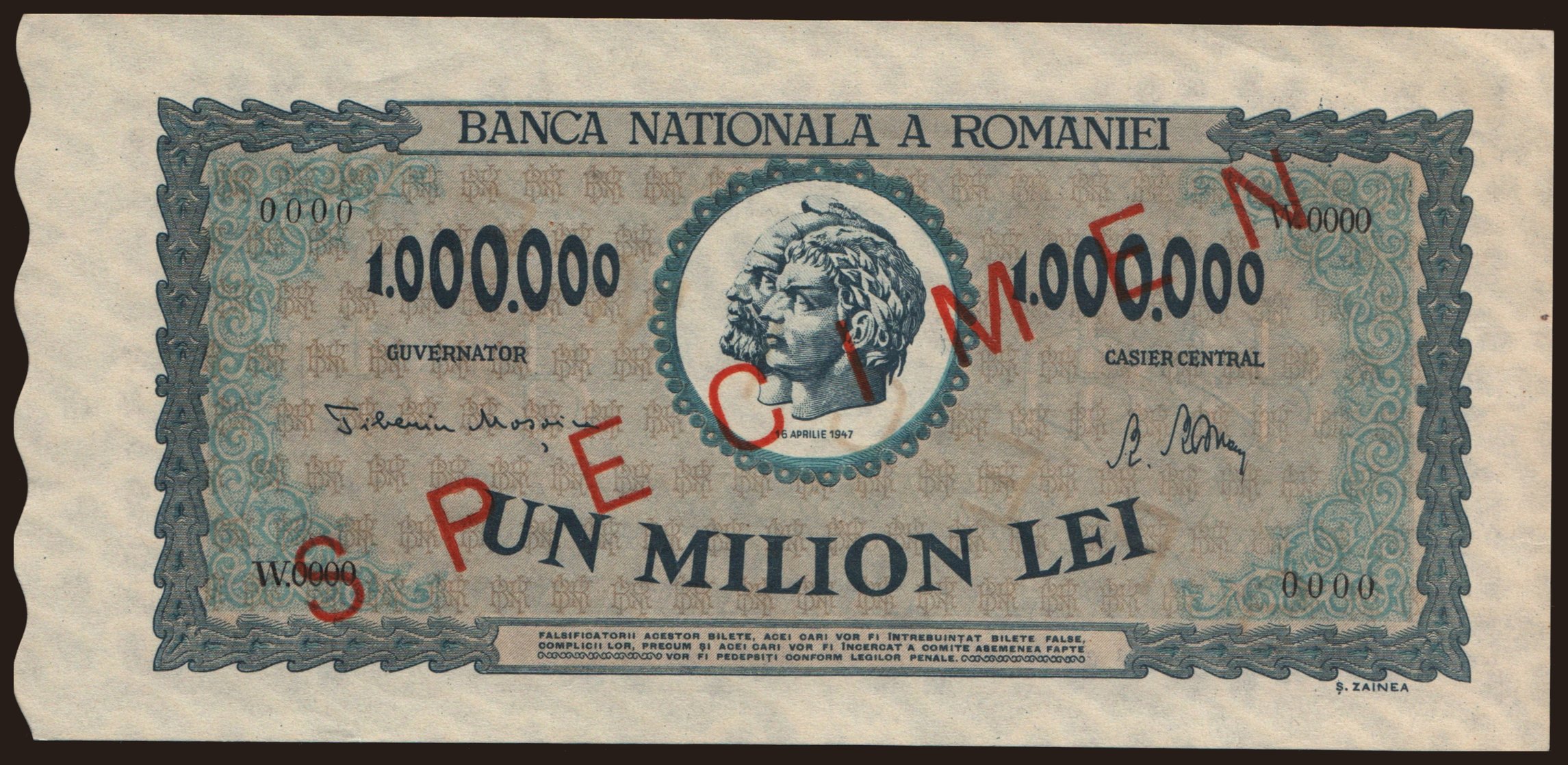 1.000.000 lei, 1947, SPECIMEN