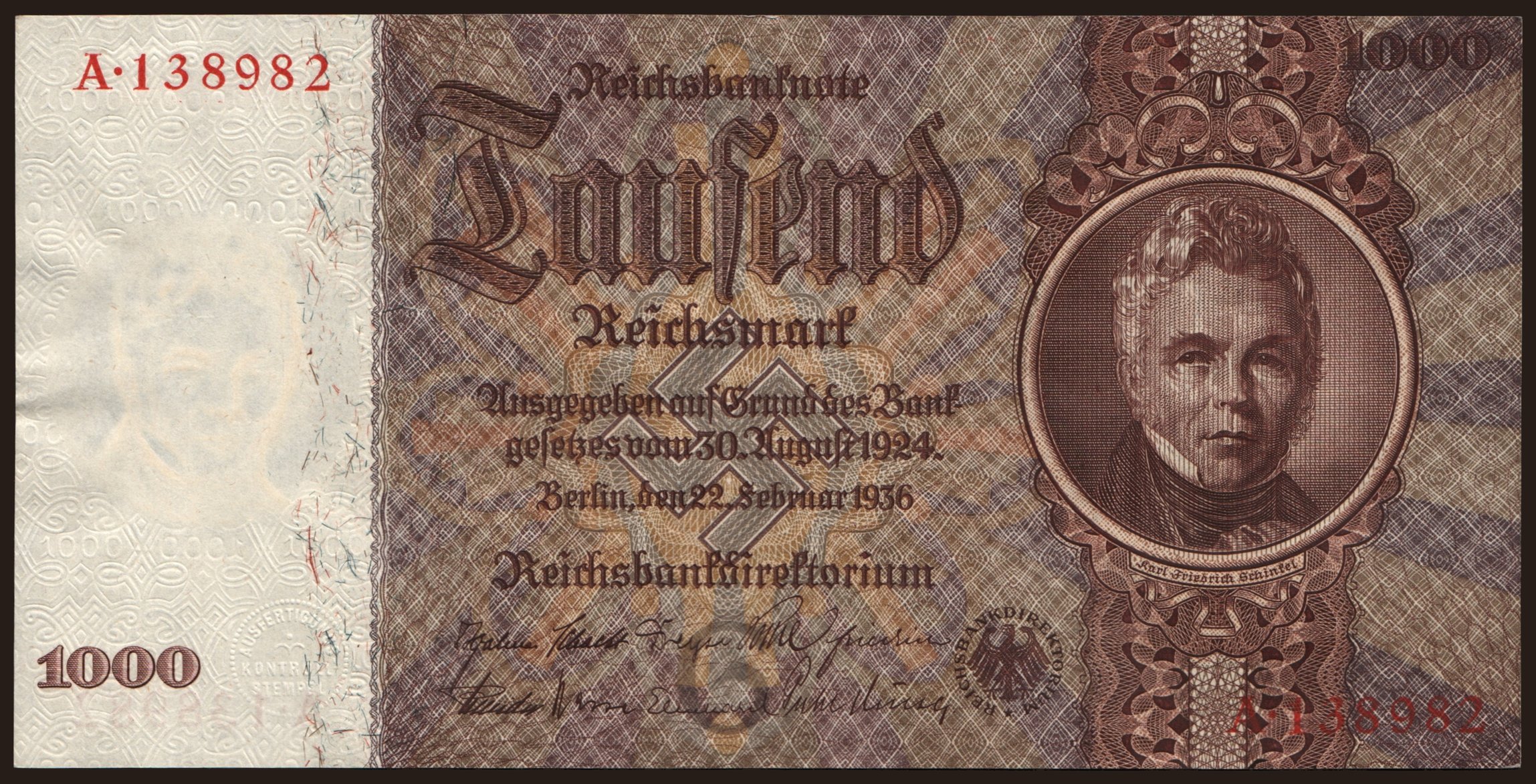 1000 Reichsmark, 1936, G/A