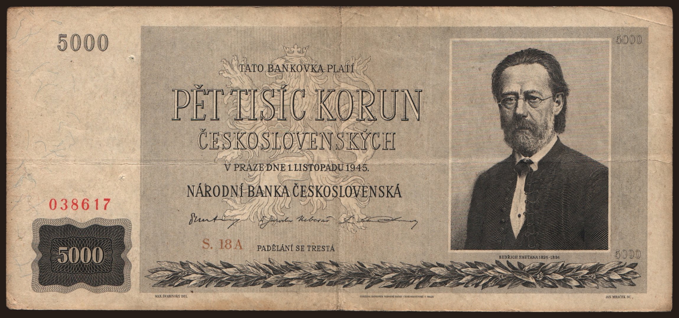 5000 korun, 1945