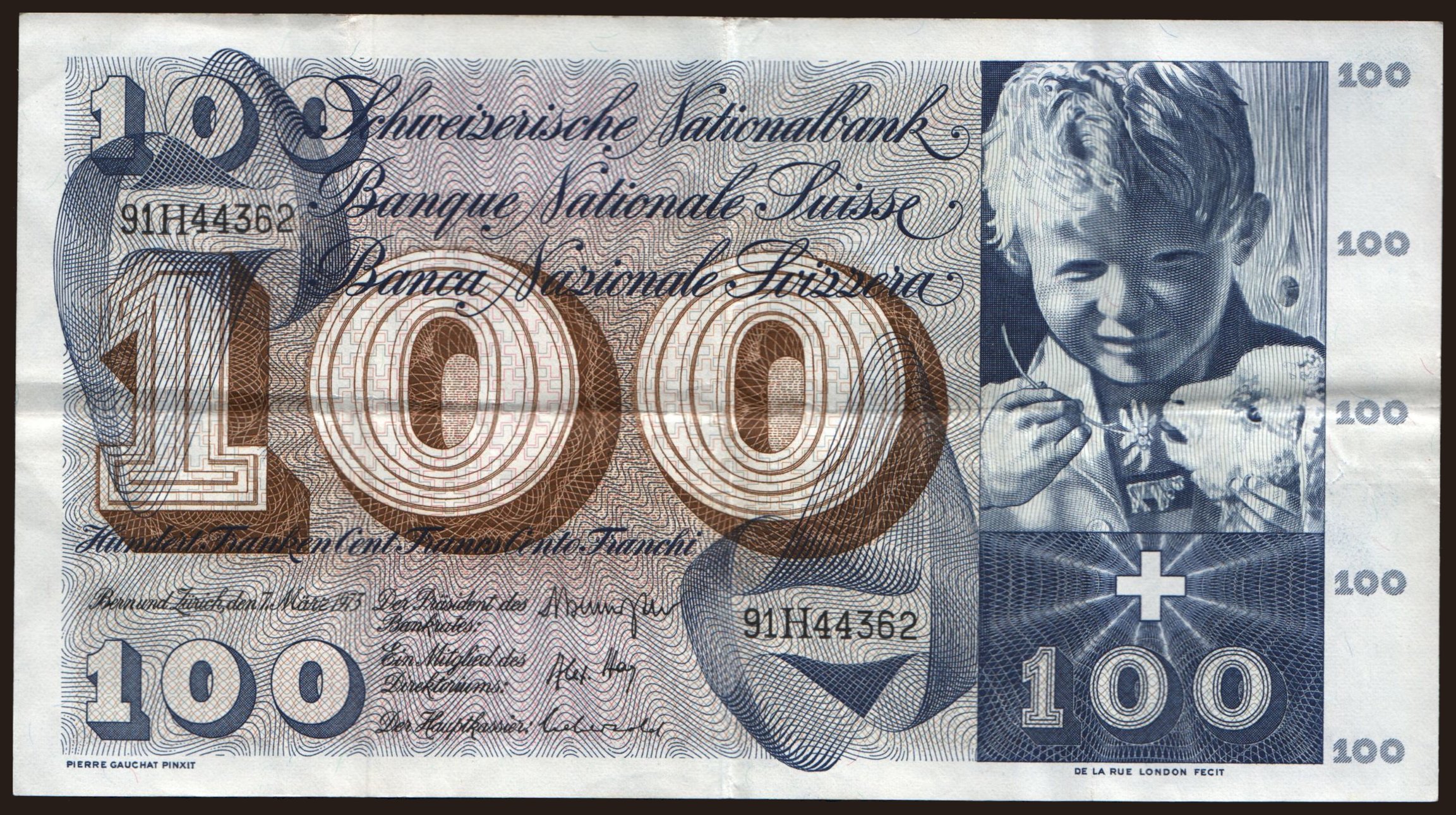 100 francs, 1973