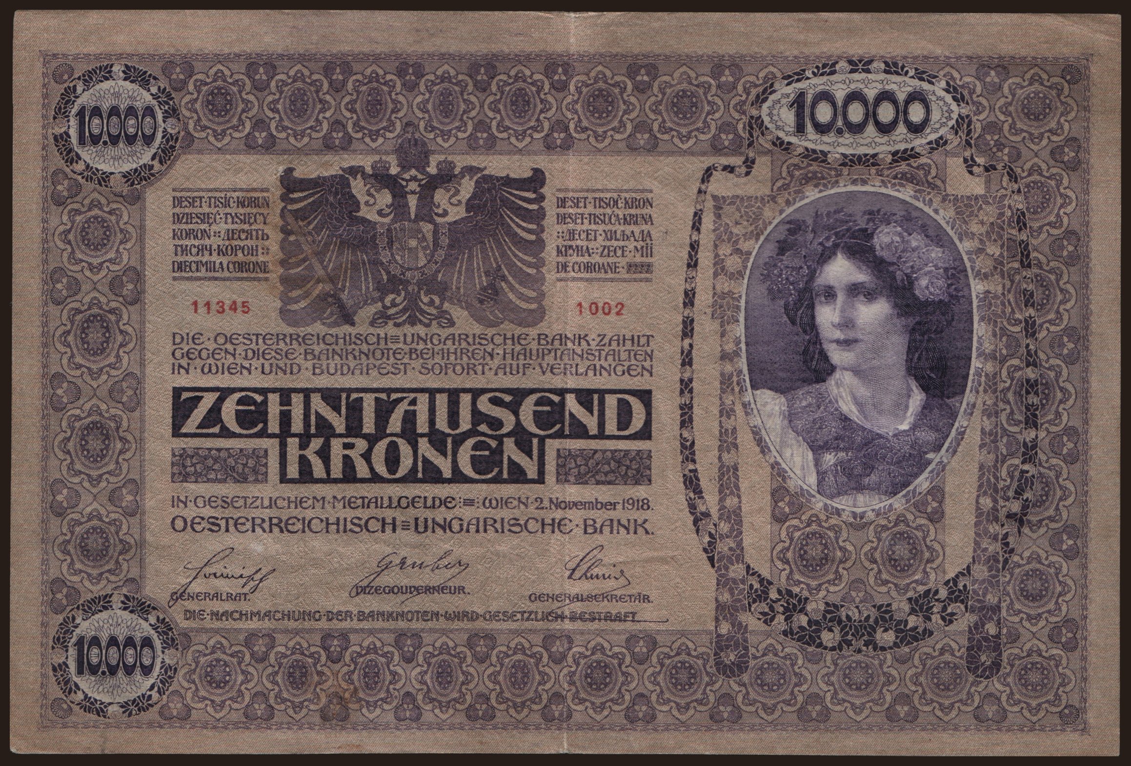 10.000 Kronen, 1918