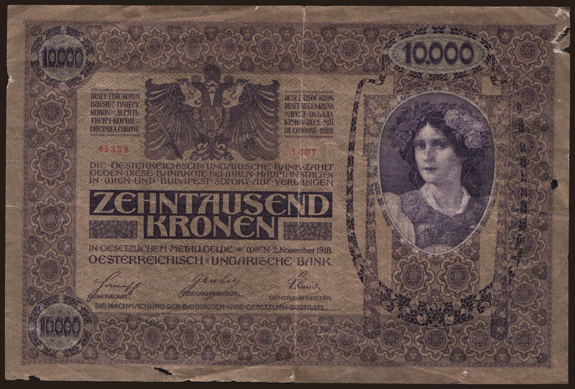 10.000 Kronen, 1918