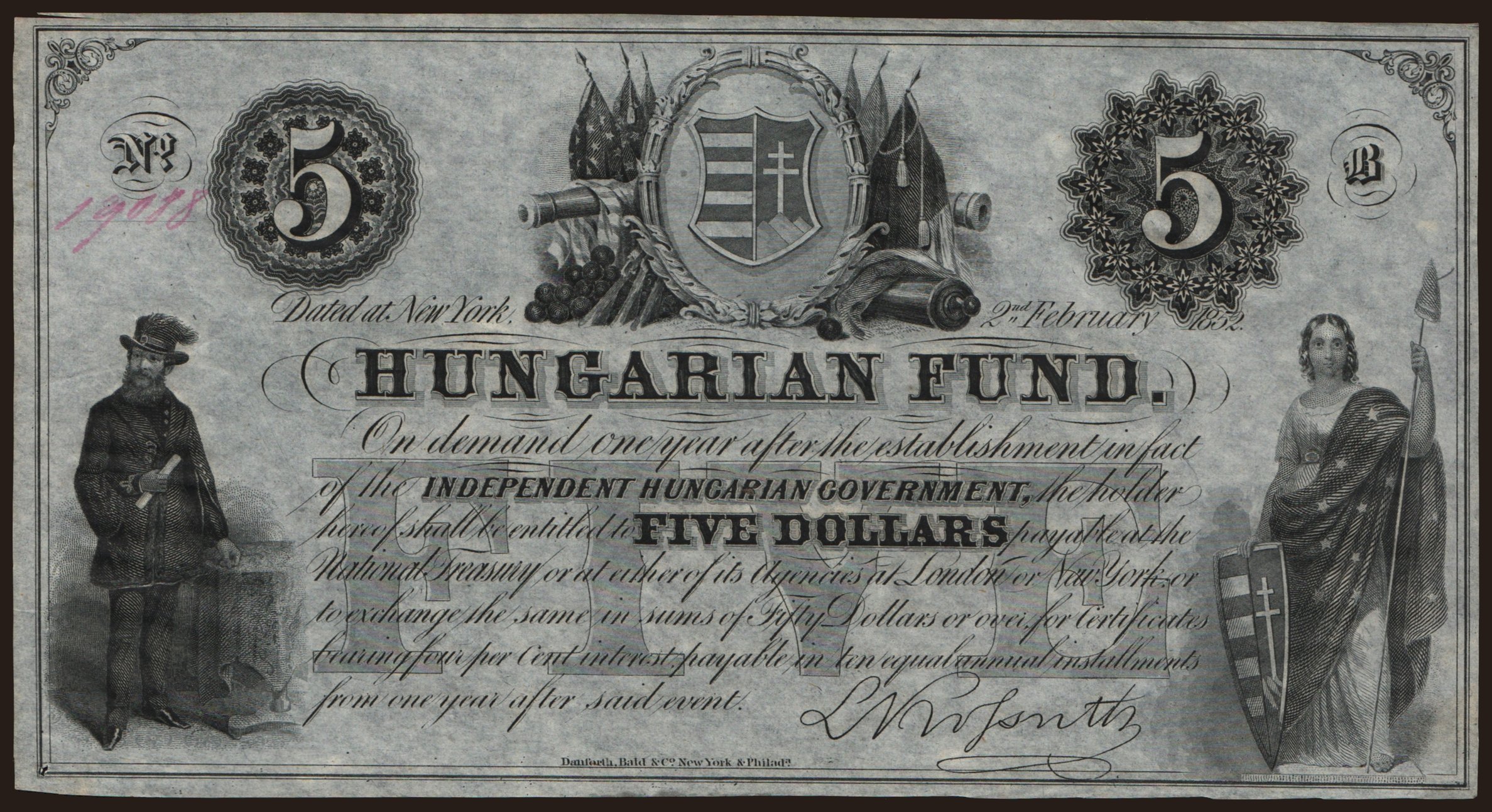 5 dollar, 1852