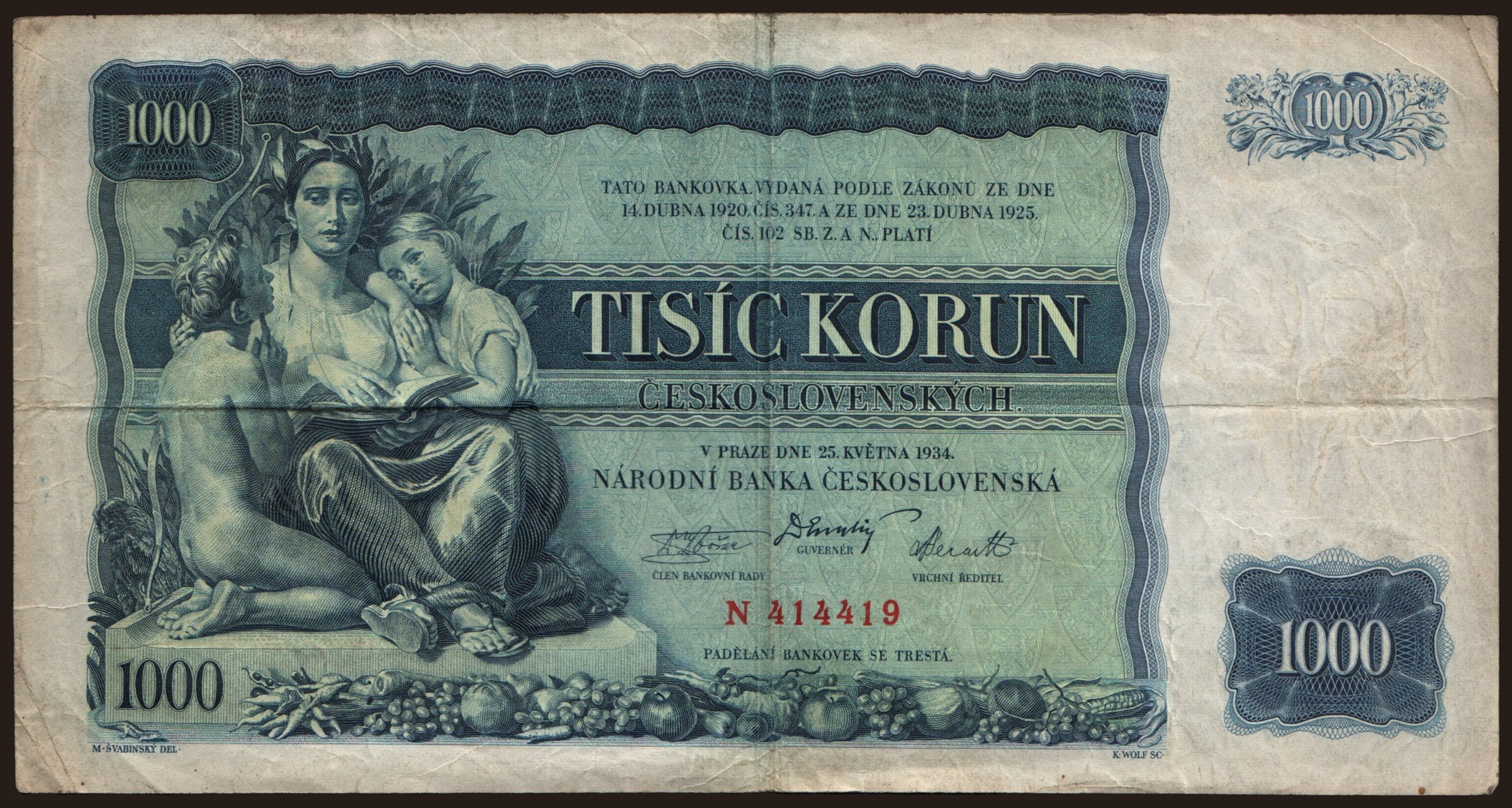 1000 korun, 1934