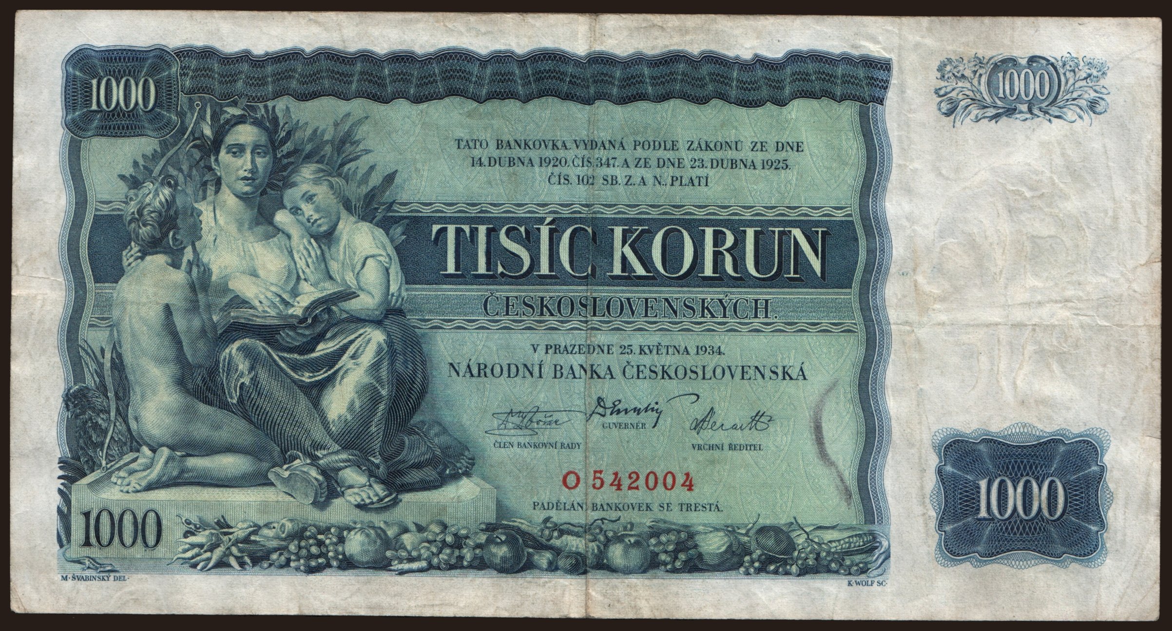1000 korun, 1934
