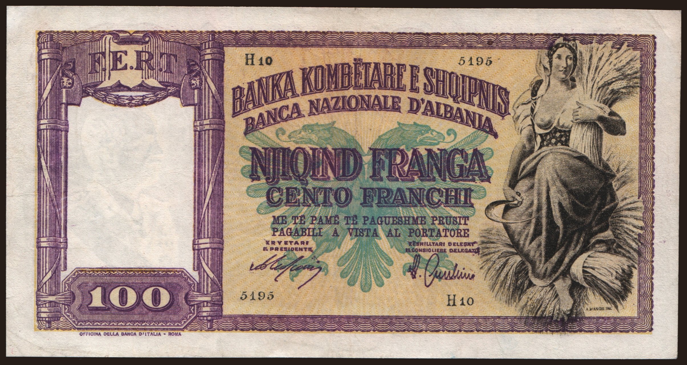 100 franga, 1940